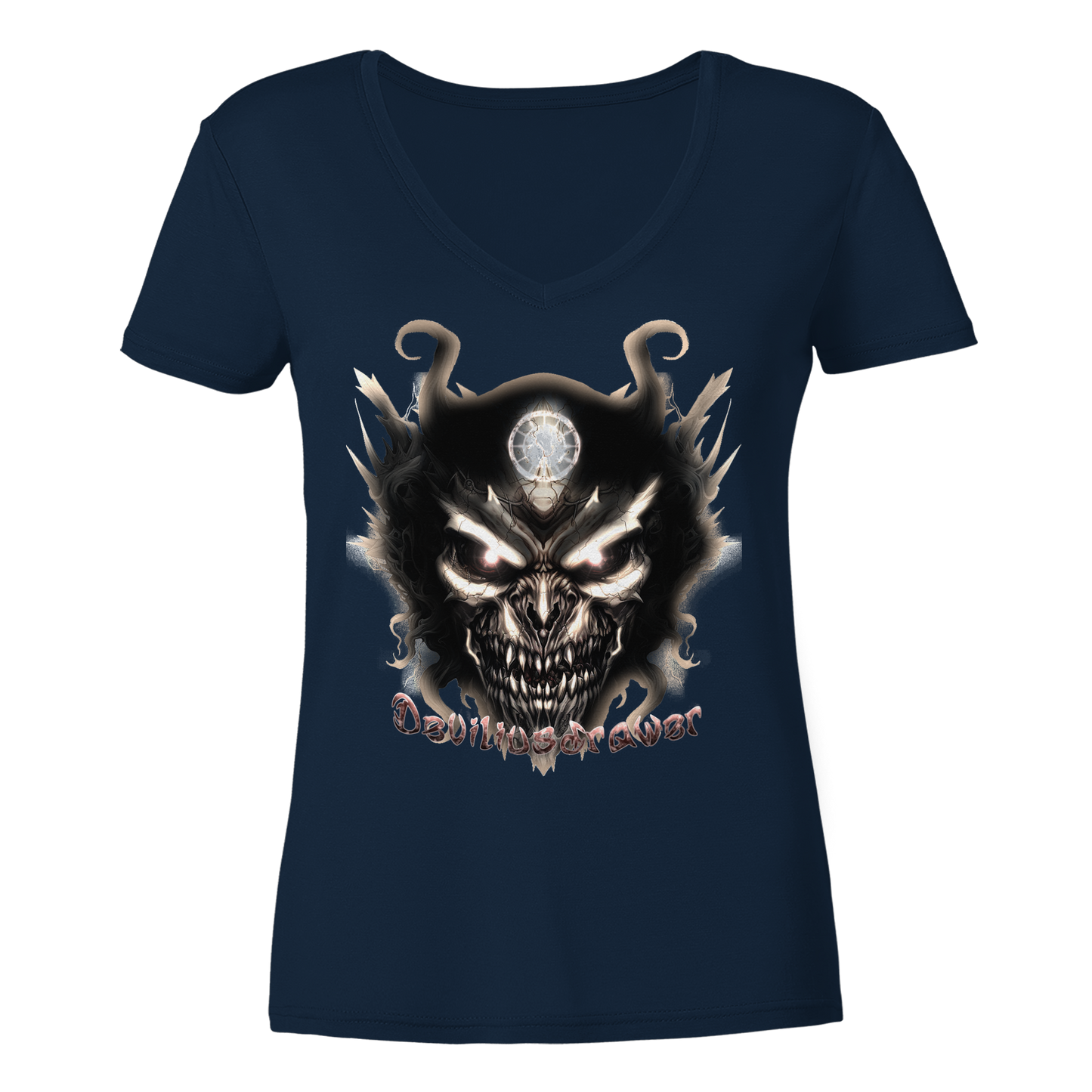 Deviliusdrawer Dark Devil - Ladies V-Neck Shirt