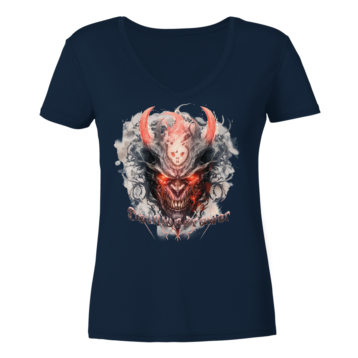 Deviliusdrawer Red Horn Devil - Ladies V-Neck Shirt