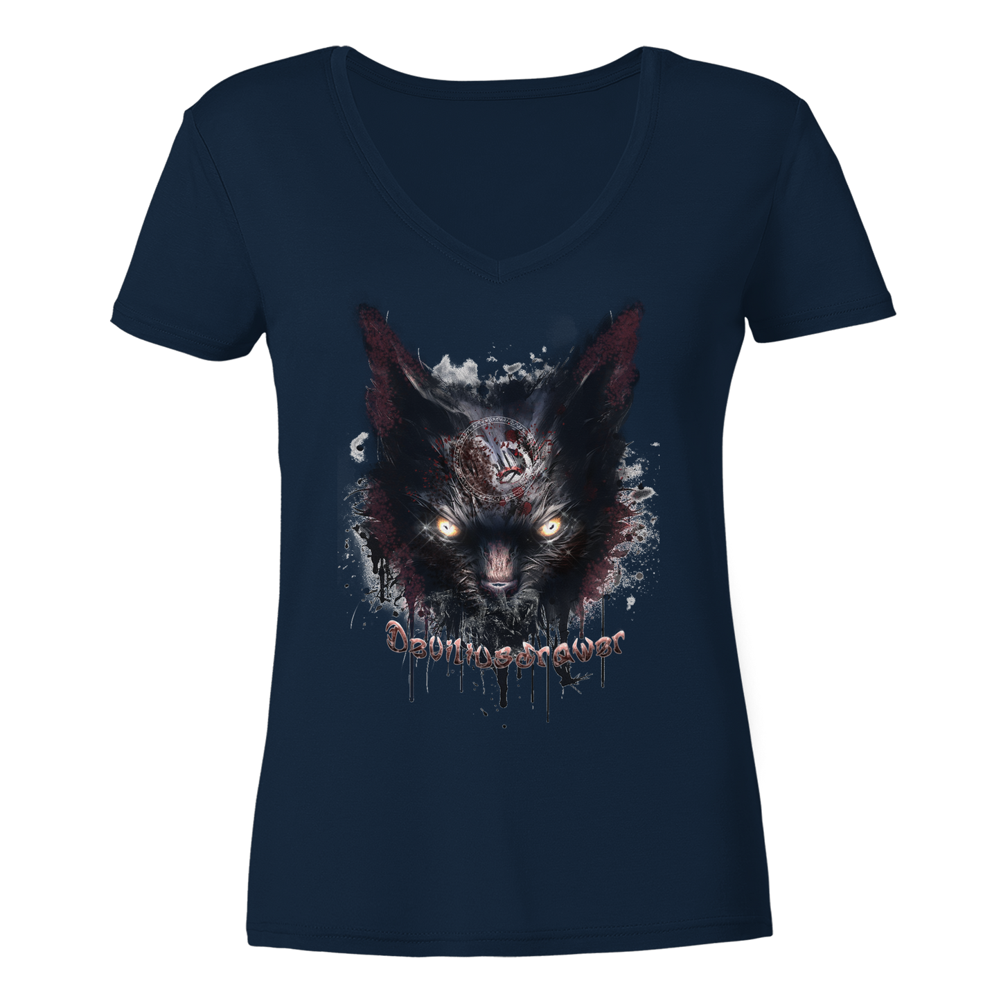 Deviliusdrawer Zombie Cat - Ladies V-Neck Shirt