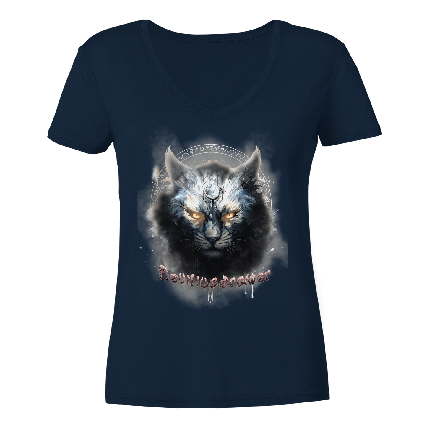 Deviliusdrawer Mysthic Cat - Ladies V-Neck Shirt
