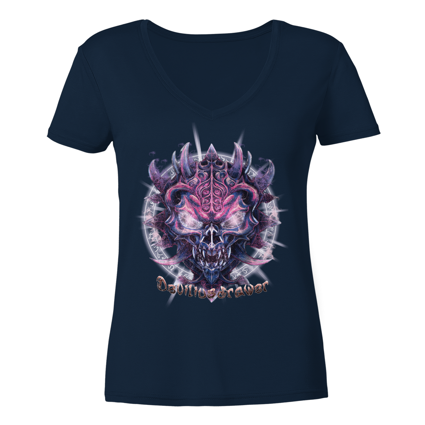 Deviliusdrawer Fire Demon - Ladies V-Neck Shirt