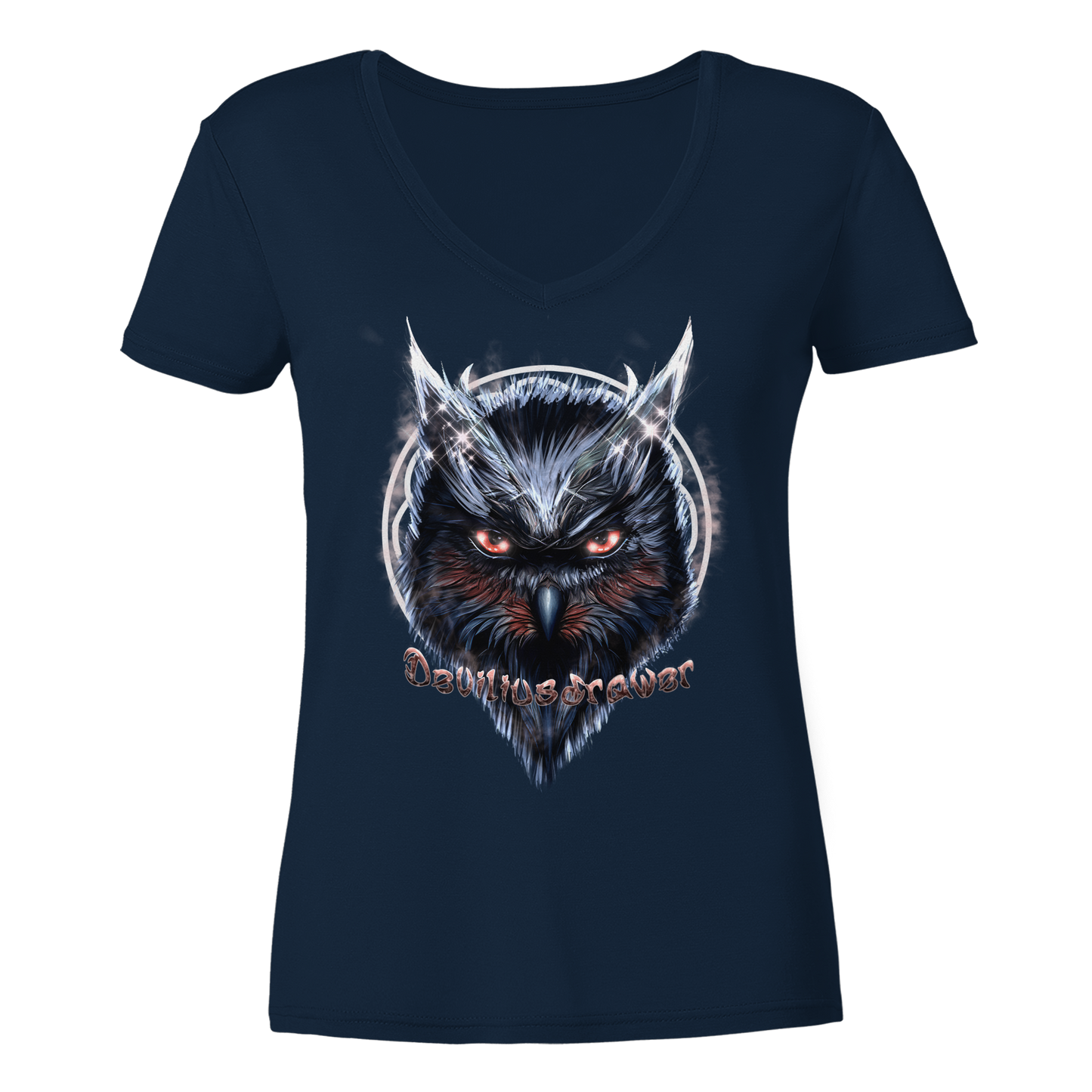 Deviliusdrawer Fire Owl - Ladies V-Neck Shirt