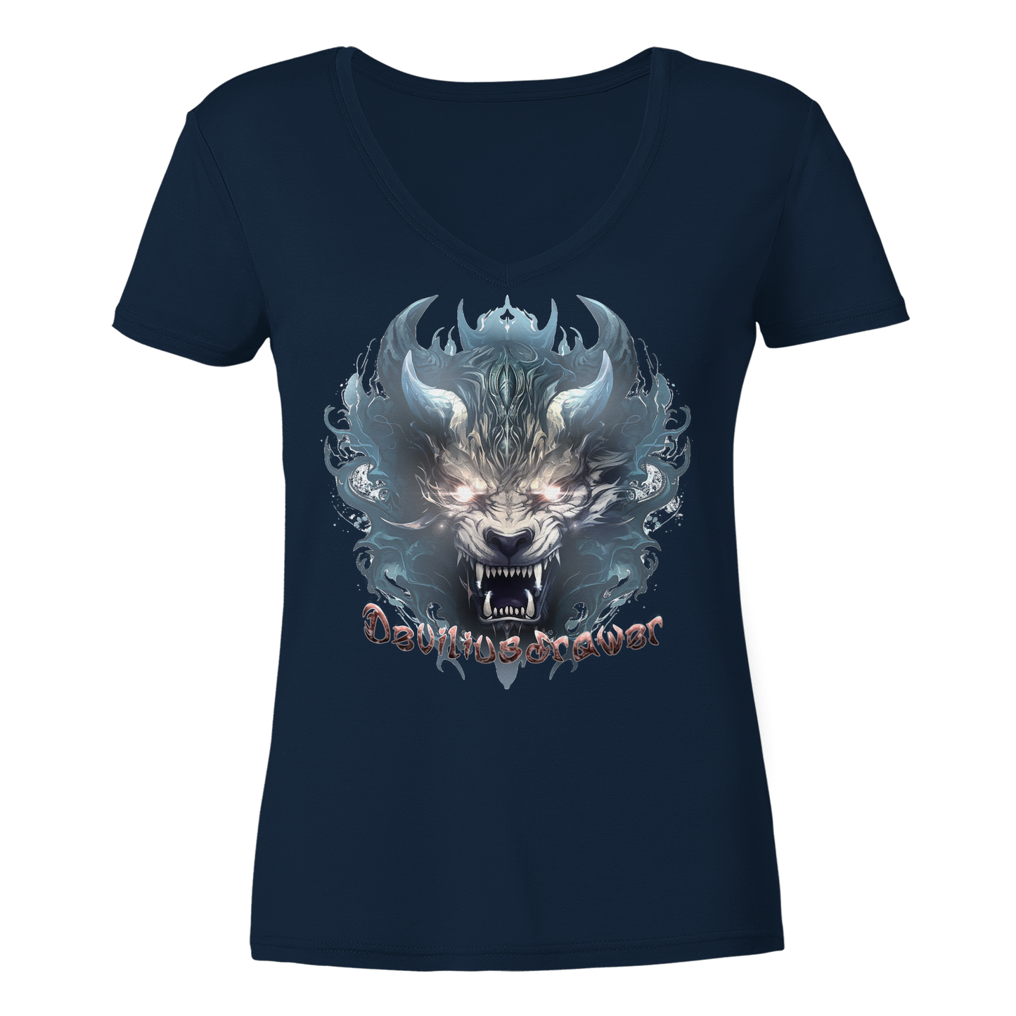 Deviliusdrawer Water Horn Tiger - Ladies V-Neck Shirt