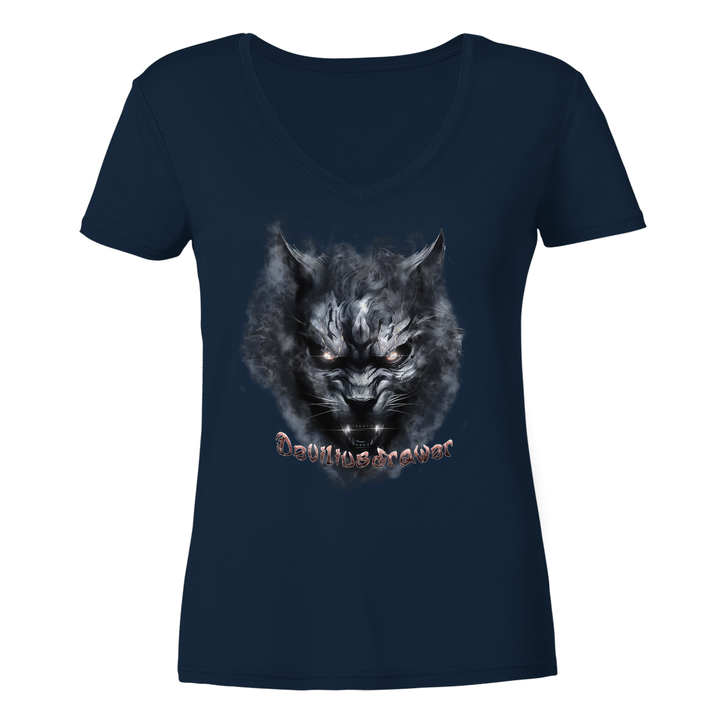 Deviliusdrawer Dark Beast Tiger  - Ladies V-Neck Shirt