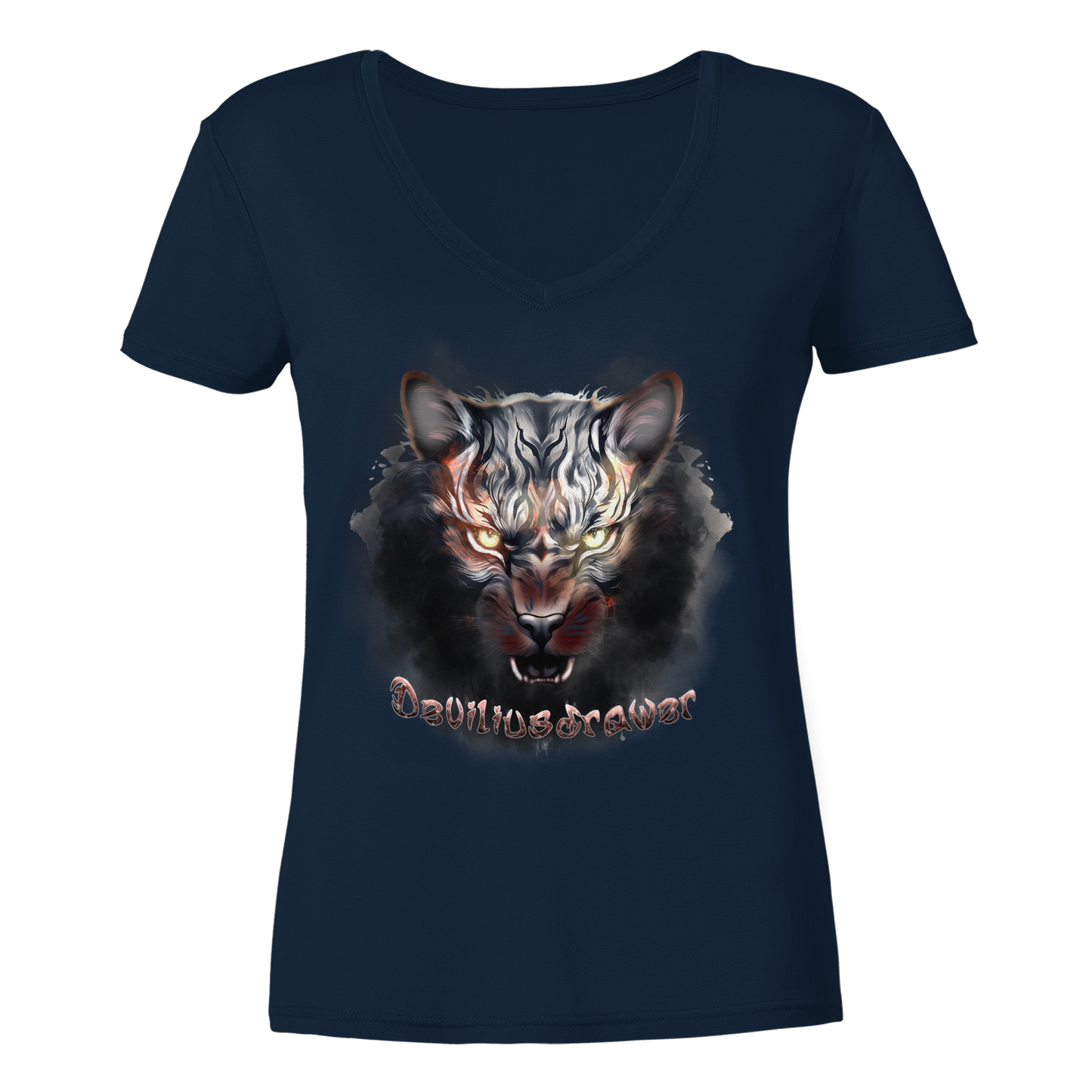 Deviliusdrawer Smoke Tiger - Ladies V-Neck Shirt