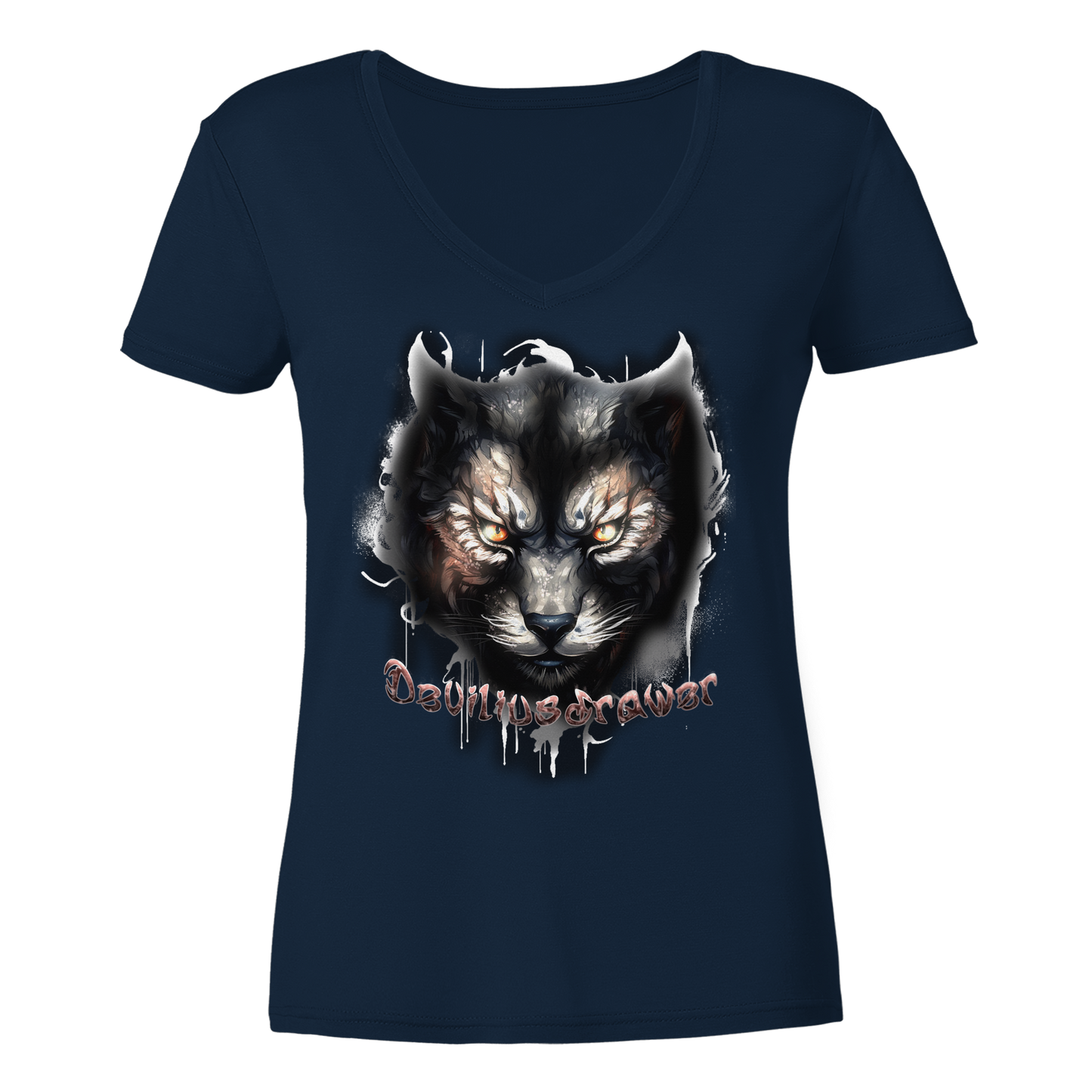 Deviliusdrawer Vampire Cat - Ladies V-Neck Shirt