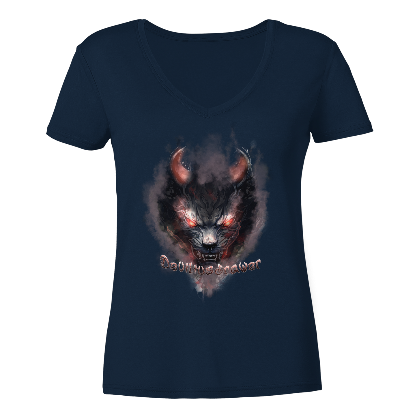 Deviliusdrawer Red Smoked Cat - Ladies V-Neck Shirt