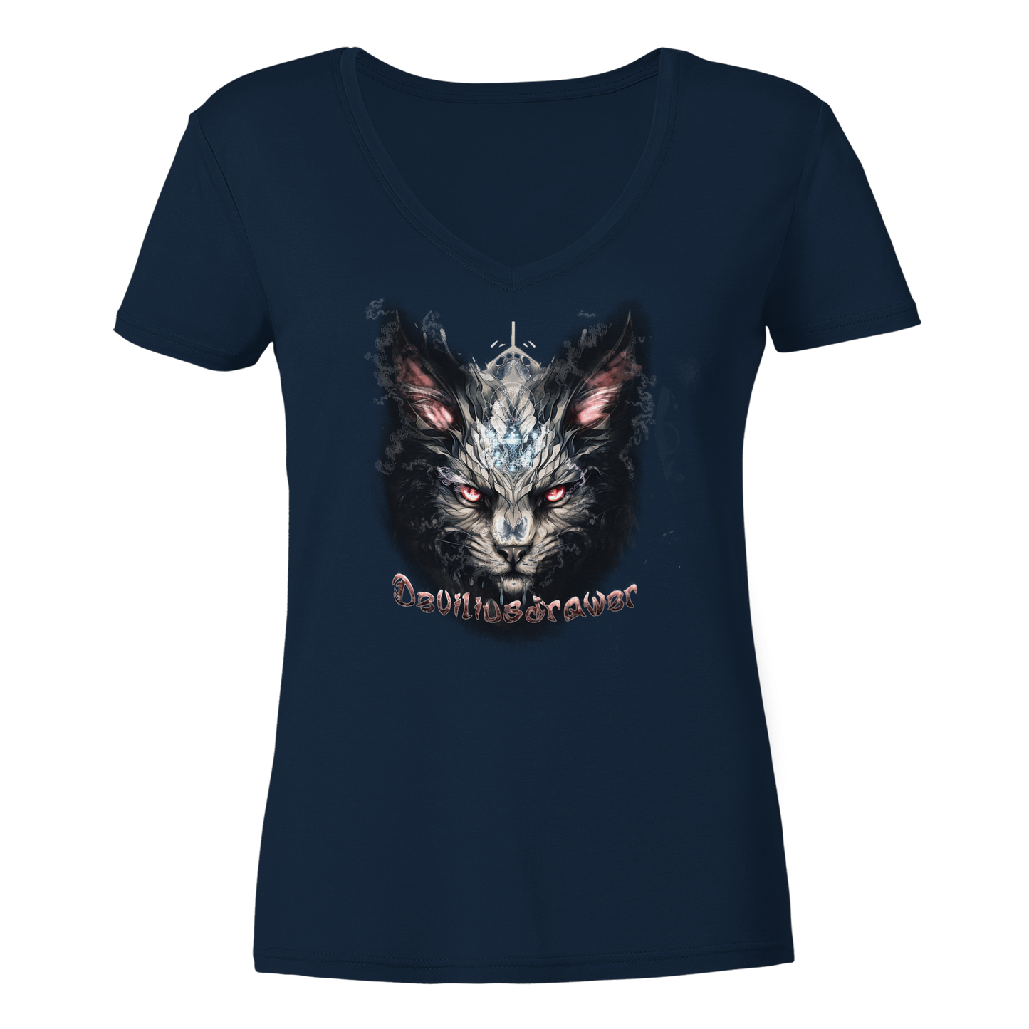 Deviliusdrawer Myshtical Redeyed Cat - Ladies V-Neck Shirt