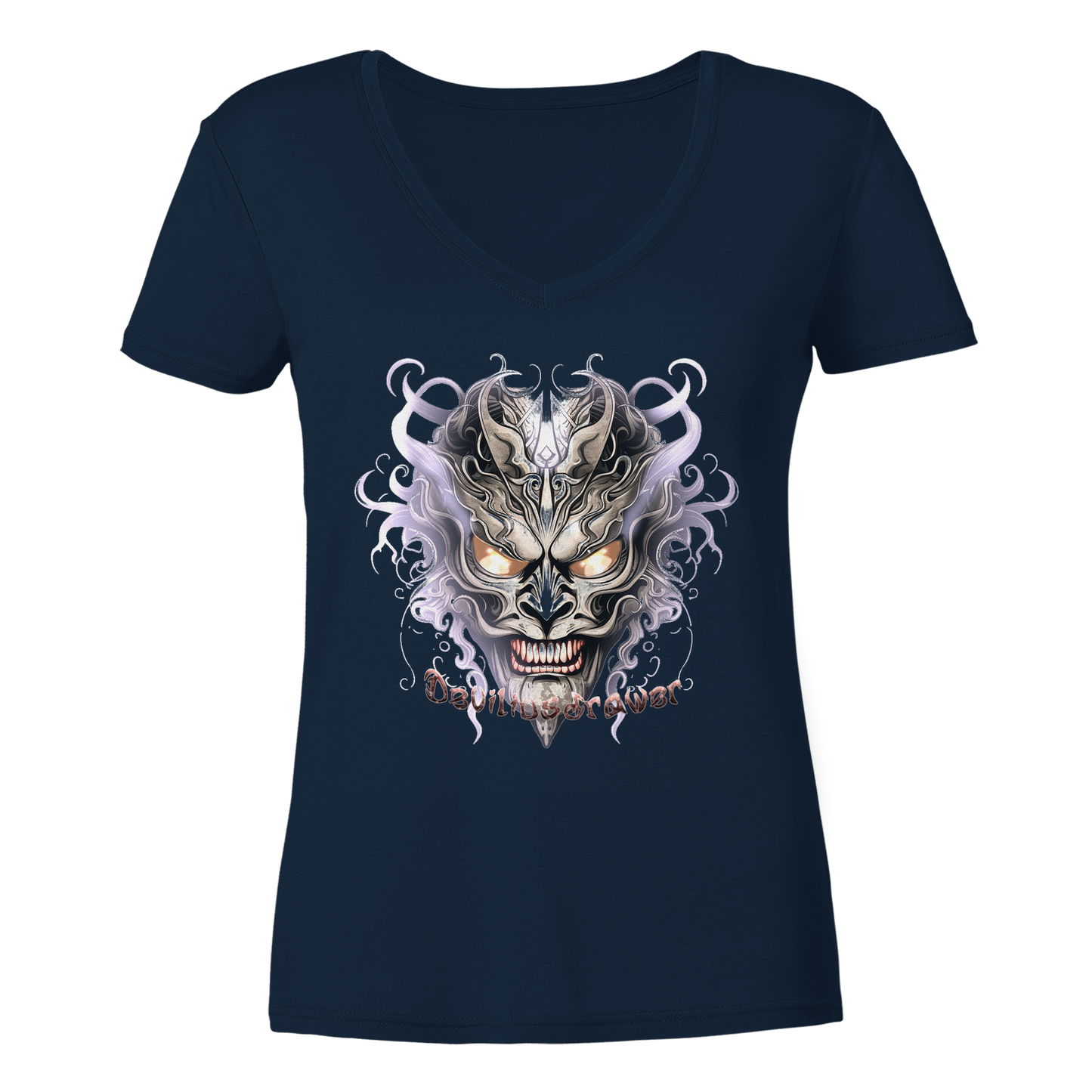 Deviliusdrawer Demon Mask Violet - Ladies V-Neck Shirt