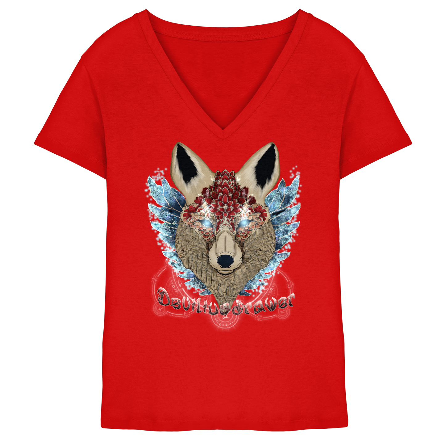Deviliusdrawer Diamond Kitsune - Ladies V-Neck Shirt