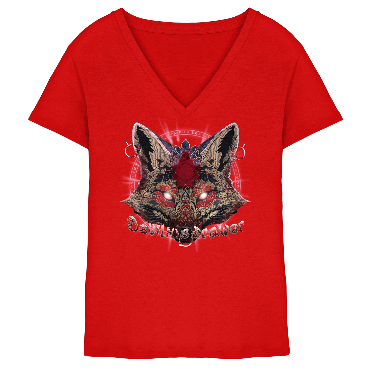 Deviliusdrawer Demon Kitsune - Ladies V-Neck Shirt