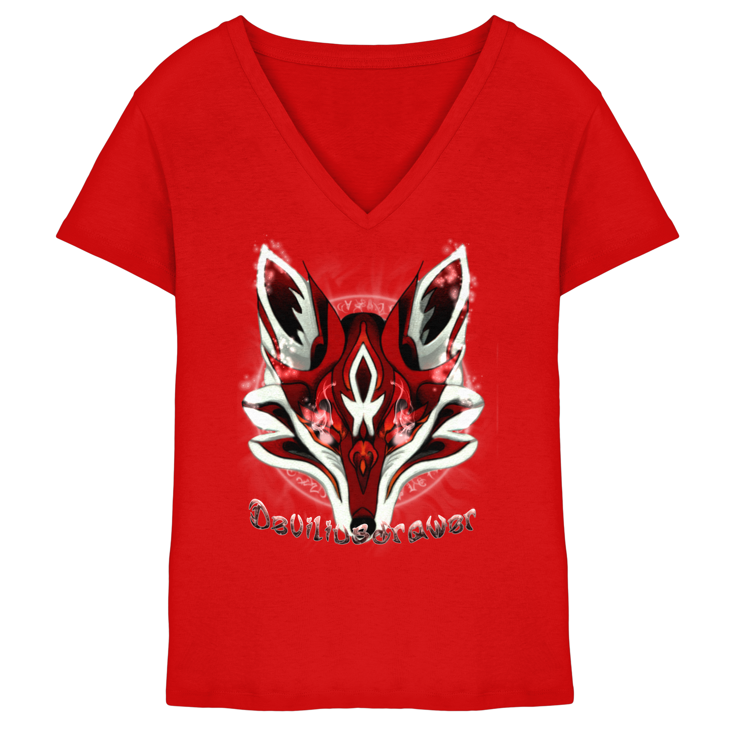 Deviliusdrawer Red Eyed Fox - Ladies V-Neck Shirt