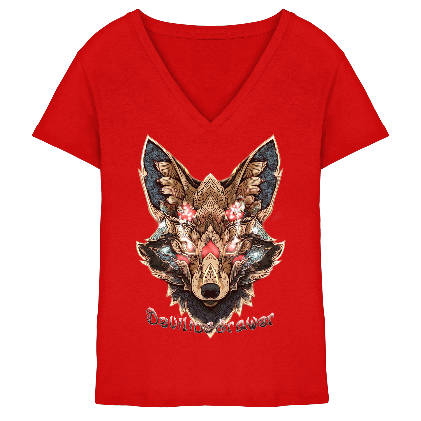 Deviliusdrawer Cristal Kitsune - Ladies V-Neck Shirt