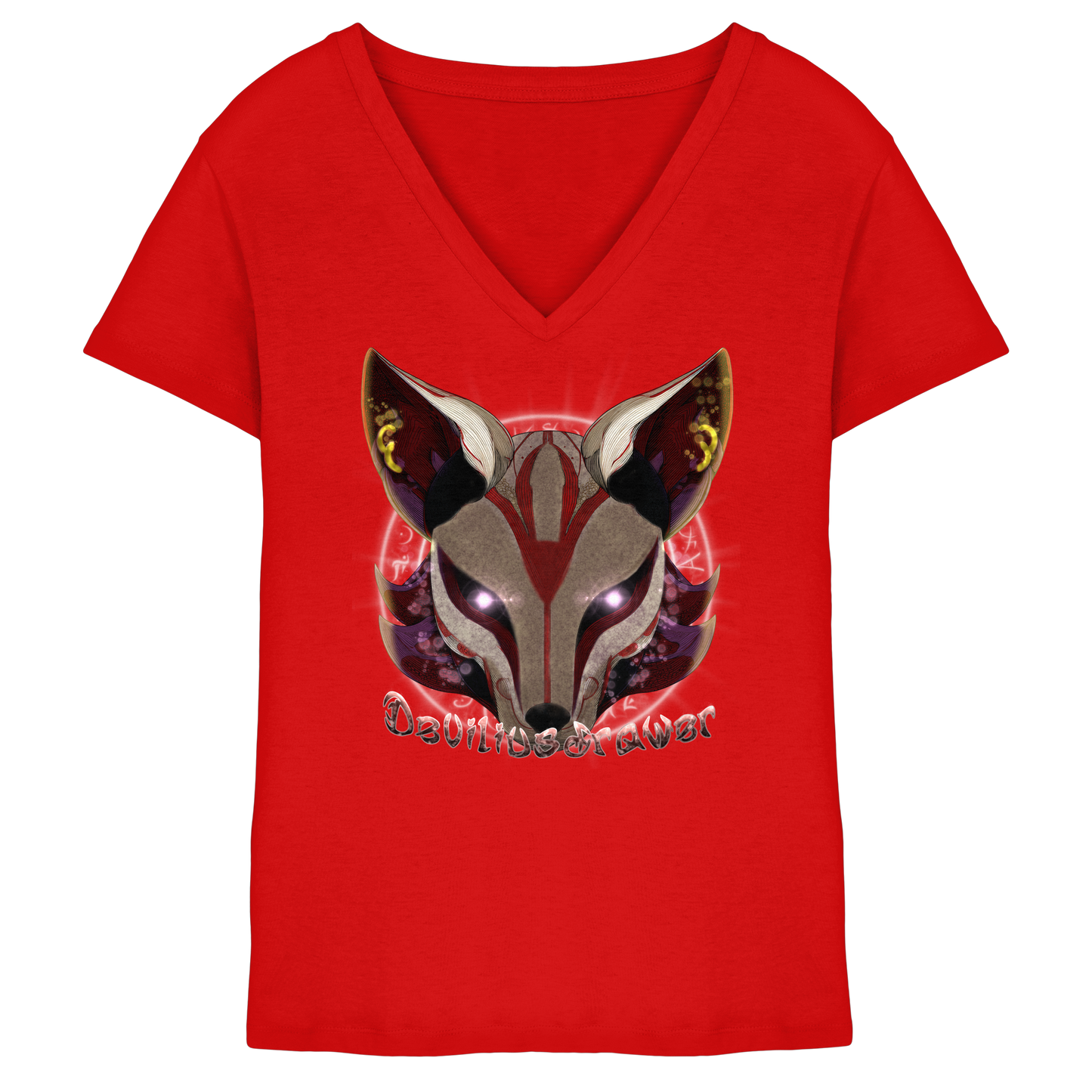 Deviliusdrawer Magic Kitsune - Ladies V-Neck Shirt