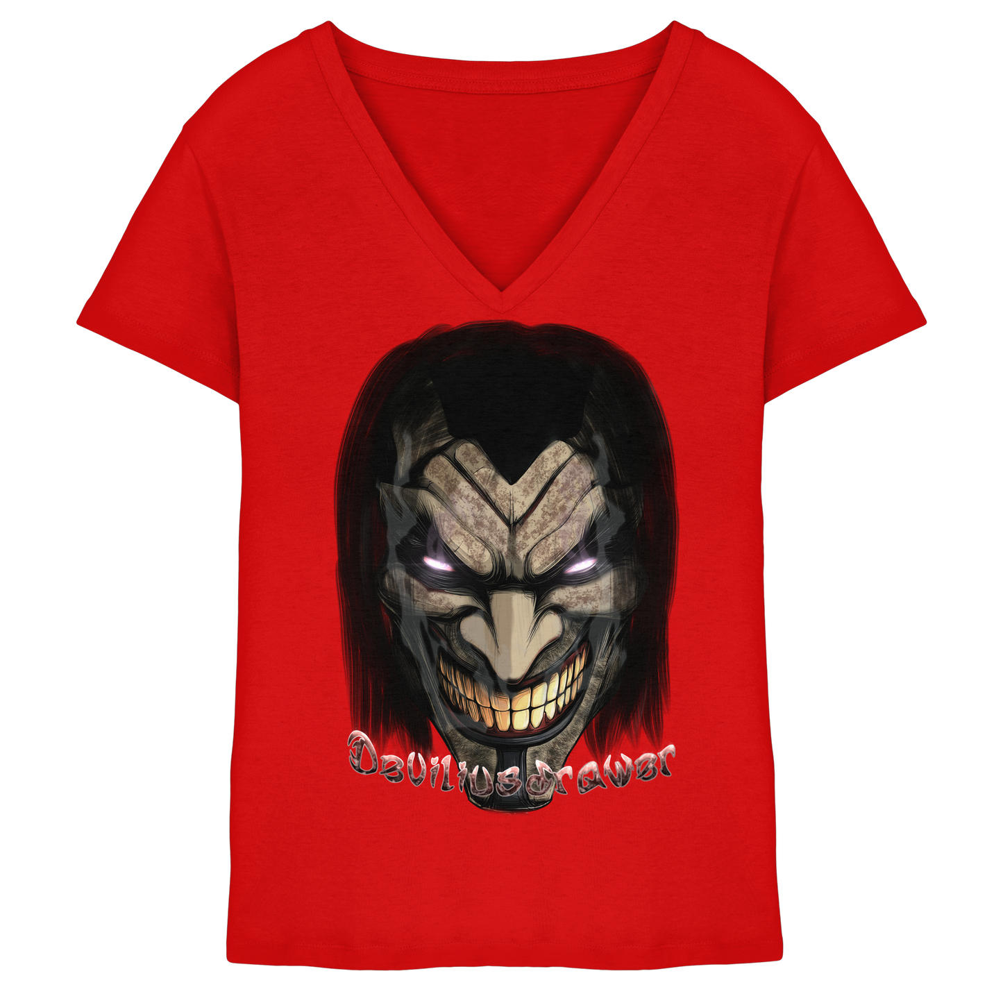 Deviliusdrawer Smiling Devil - Ladies V-Neck Shirt
