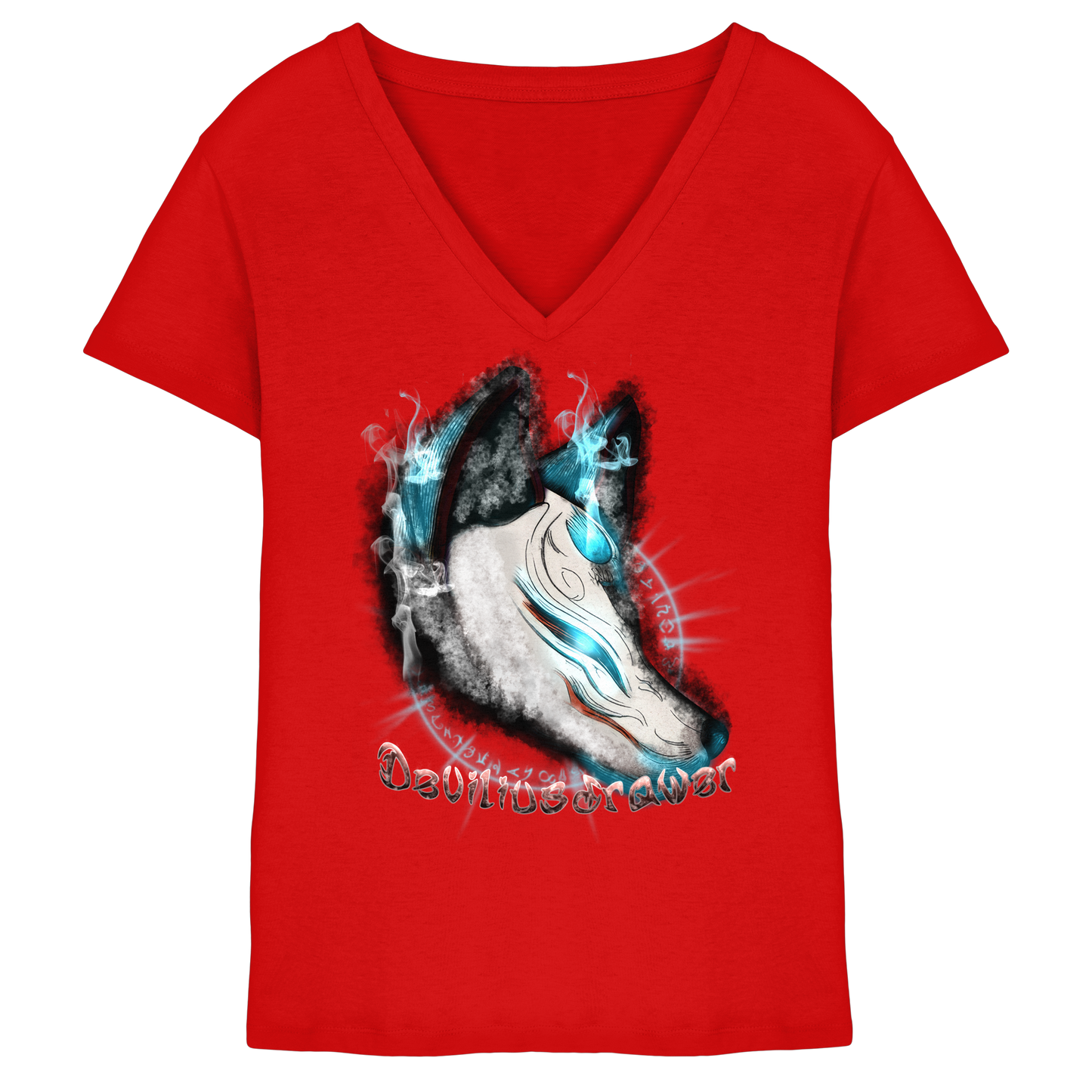 Deviliusdrawer Darkness Kitsune - Ladies V-Neck Shirt