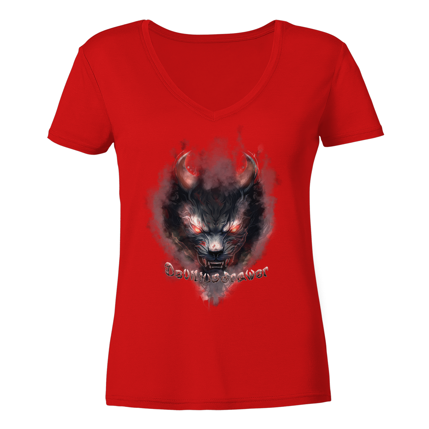 Deviliusdrawer Red Smoked Cat - Ladies V-Neck Shirt