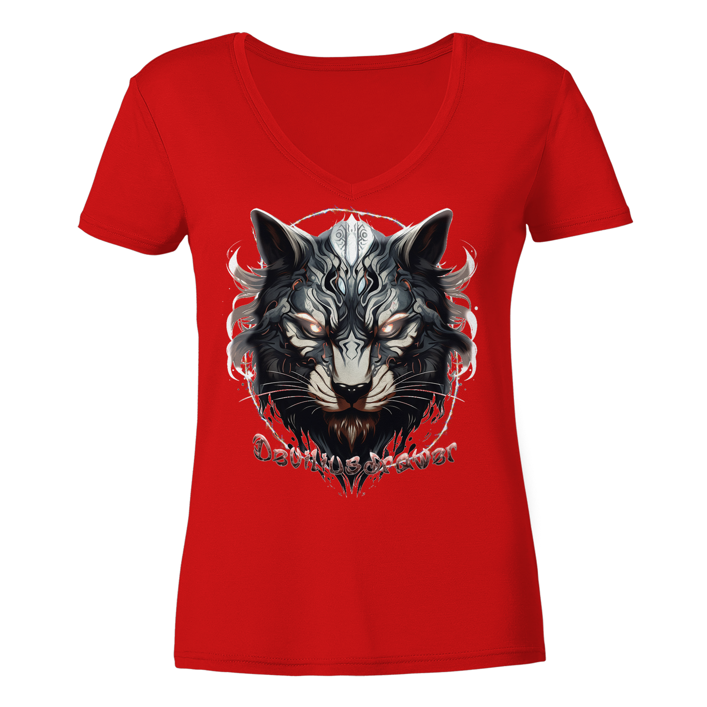 Deviliusdrawer Wolfcat - Ladies V-Neck Shirt