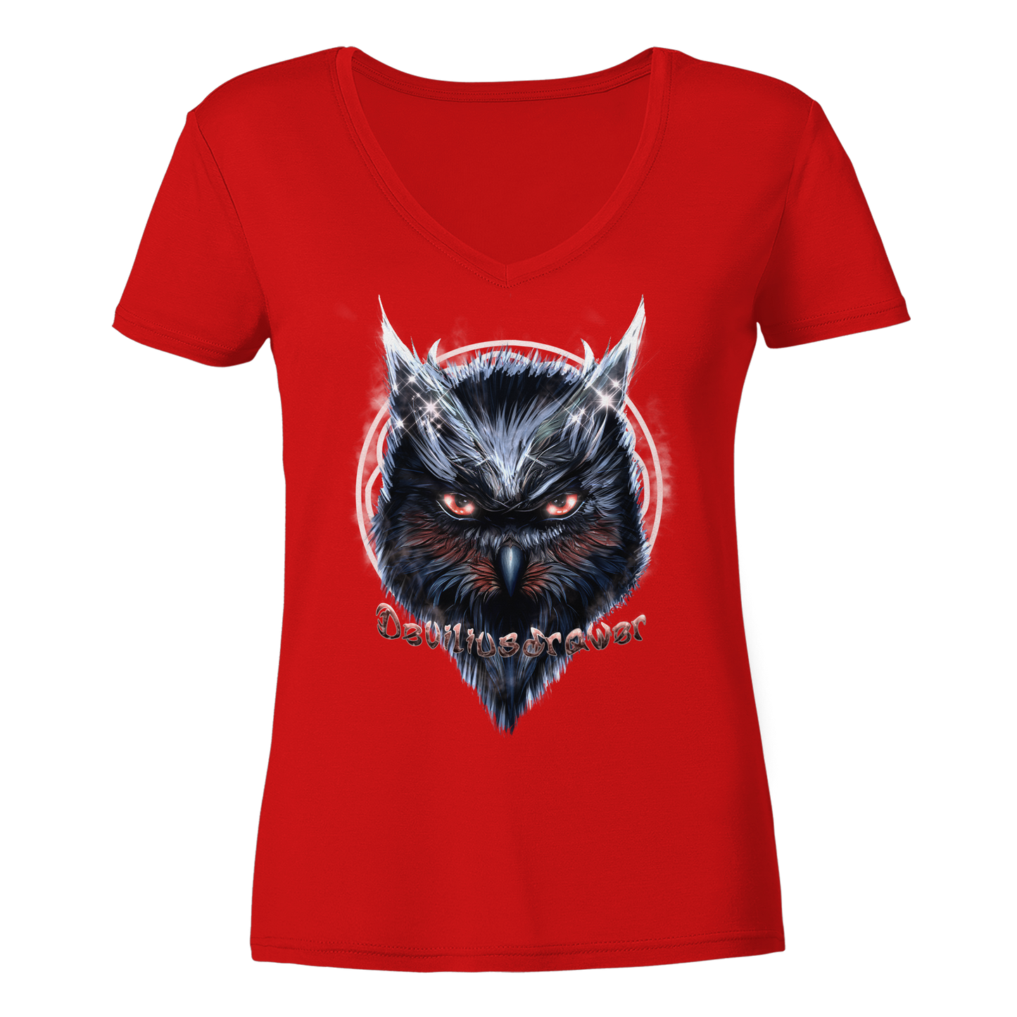 Deviliusdrawer Fire Owl - Ladies V-Neck Shirt