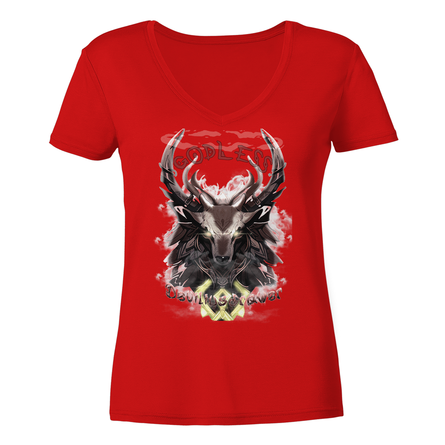 Deviliusdrawer Godless Deer - Ladies V-Neck Shirt