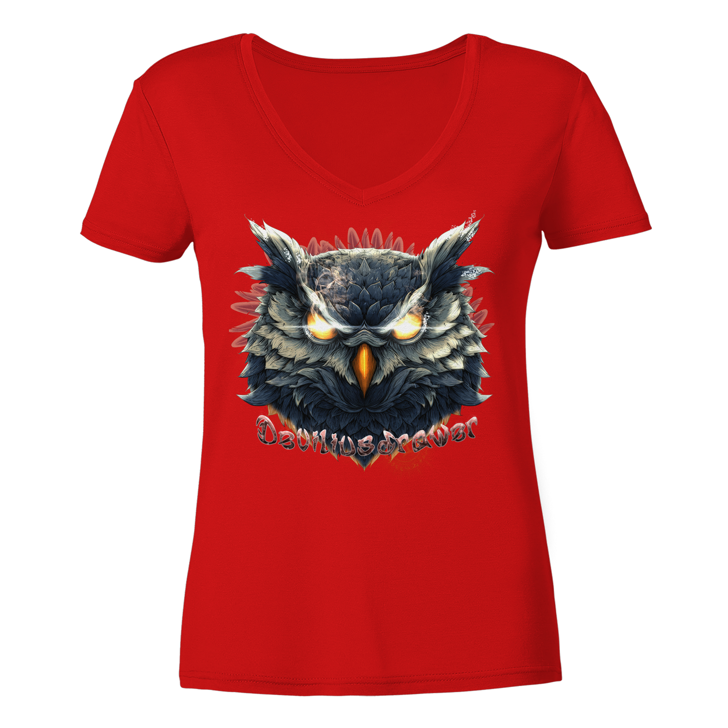 Deviliusdrawer Dark Fire Owl - Ladies V-Neck Shirt