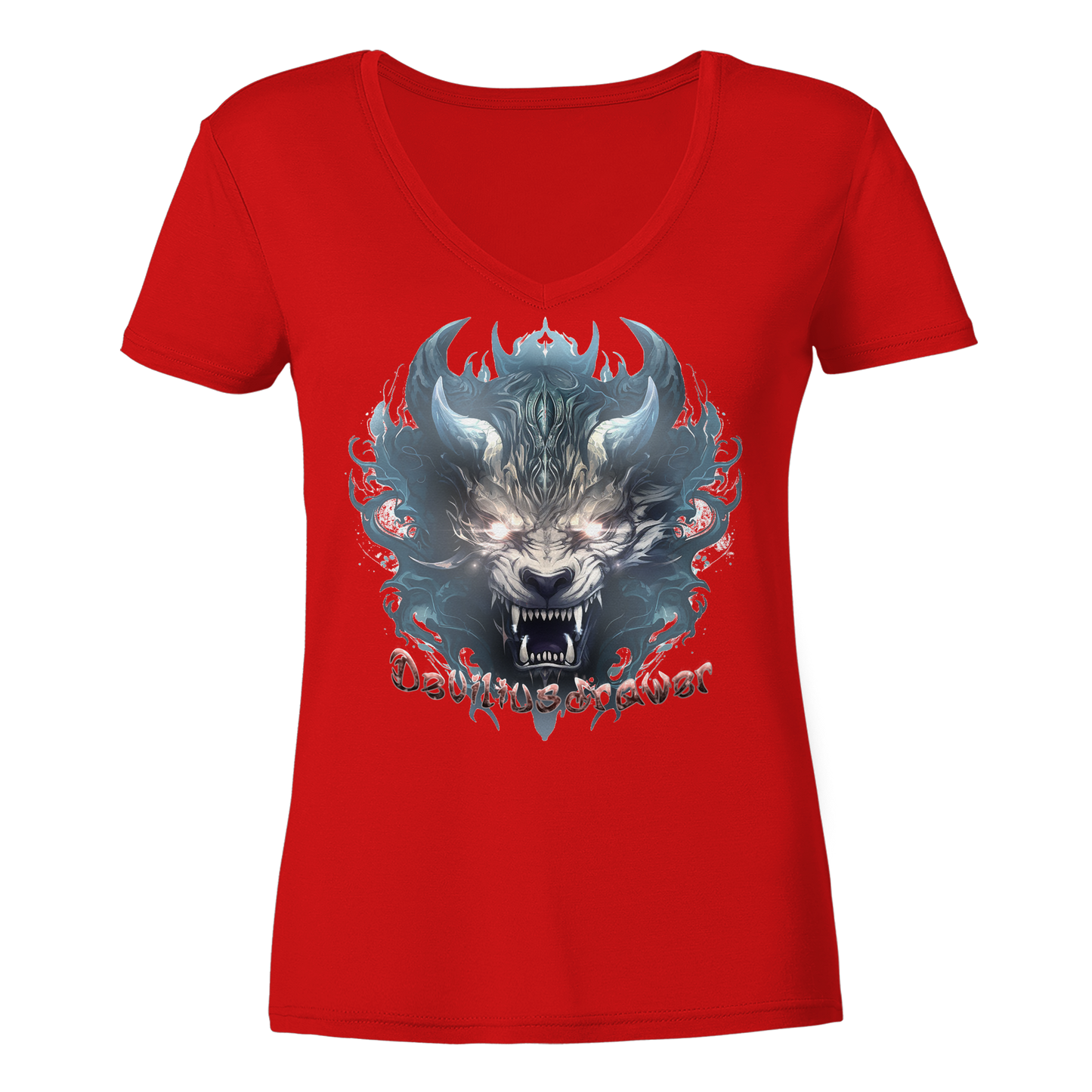 Deviliusdrawer Water Horn Tiger - Ladies V-Neck Shirt