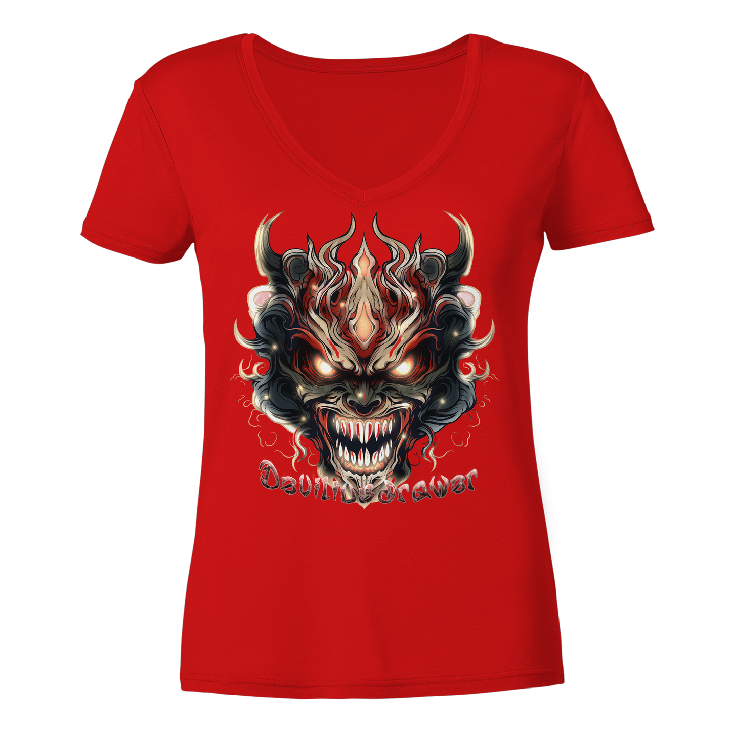 Deviliusdrawer Evil Vamp Mask - Ladies V-Neck Shirt