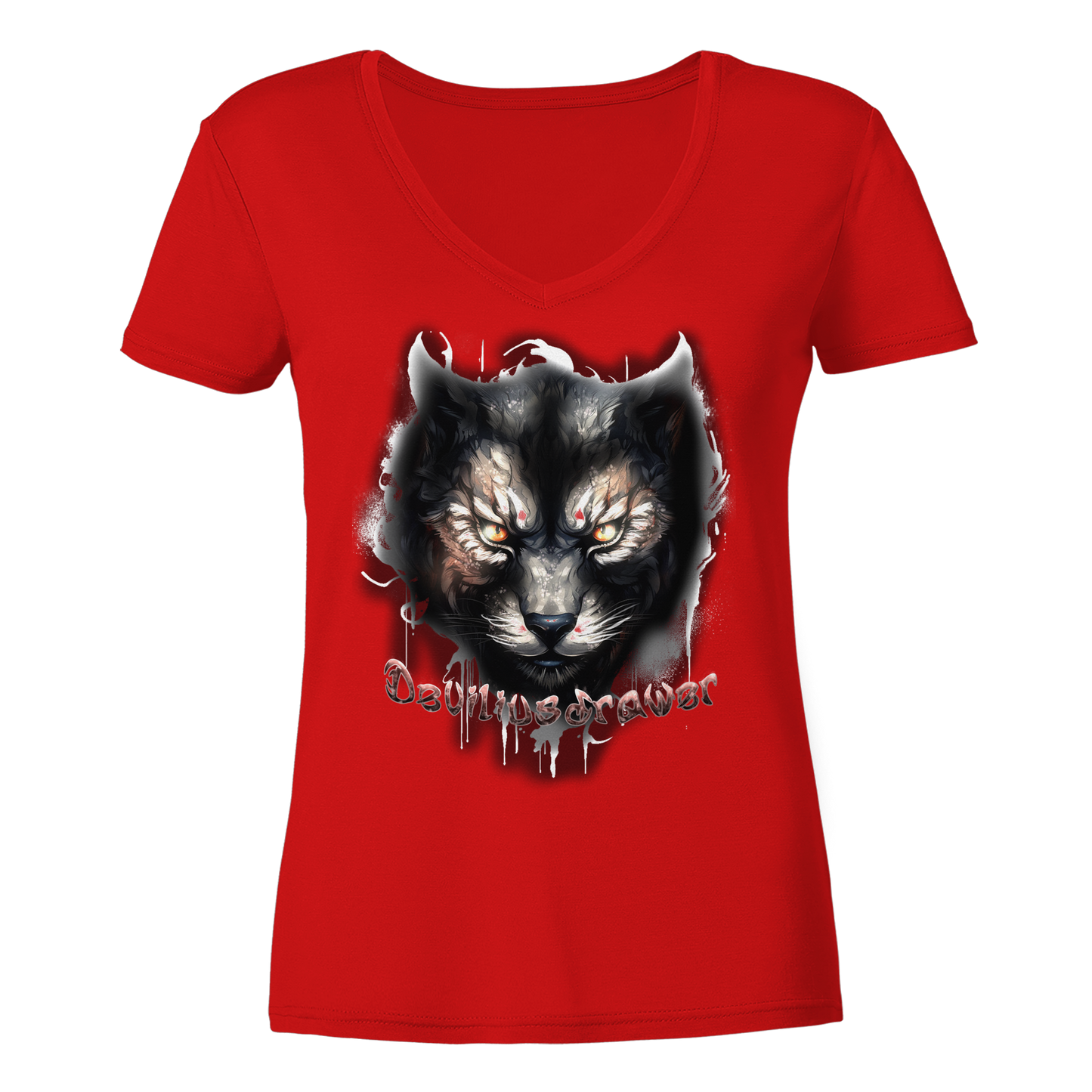 Deviliusdrawer Vampire Cat - Ladies V-Neck Shirt