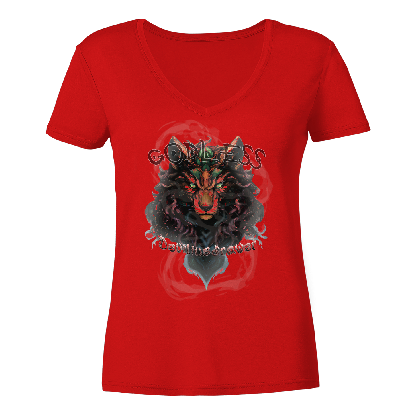 Deviliusdrawer Godless Wolf - Ladies V-Neck Shirt