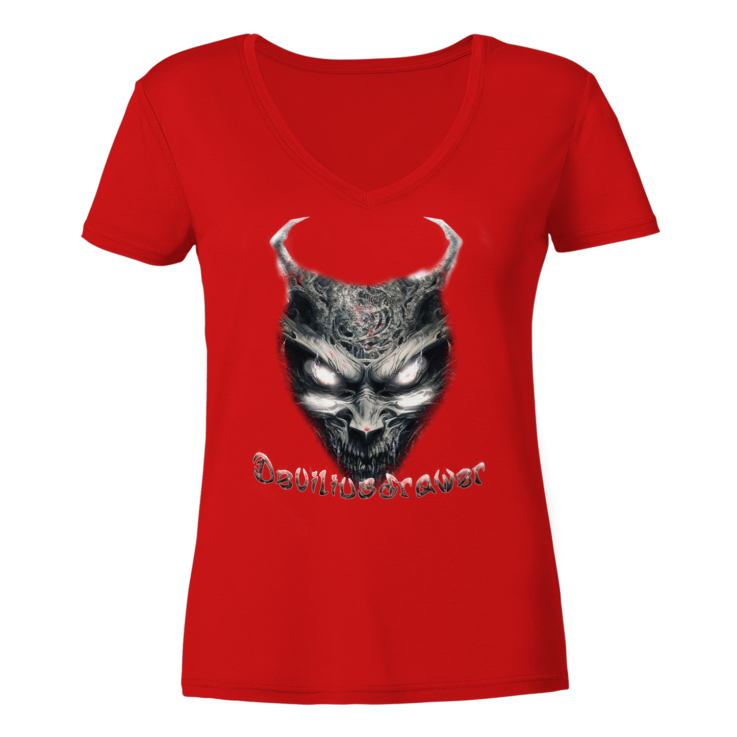 Deviliusdrawer Demonic Evil Zombie - Ladies V-Neck Shirt