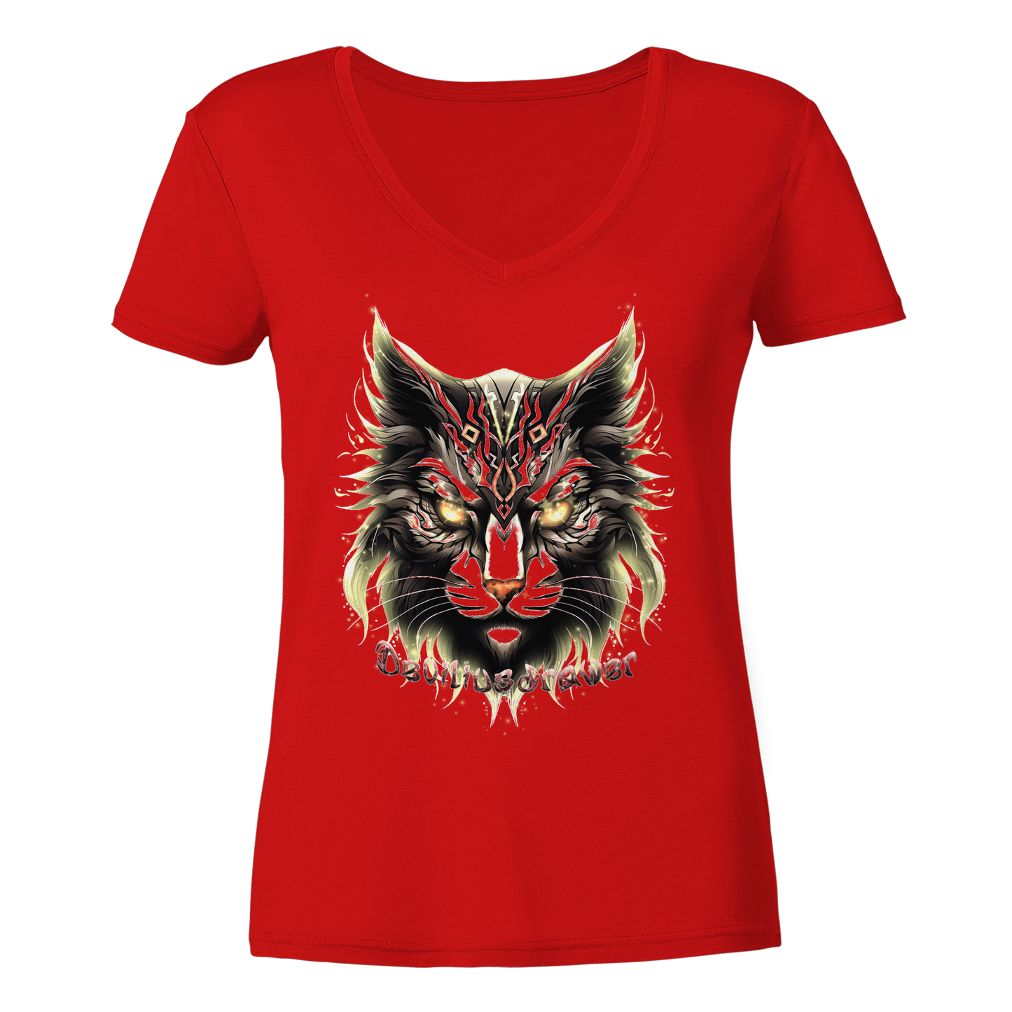 Deviliusdrawer Golden Cat - Ladies V-Neck Shirt