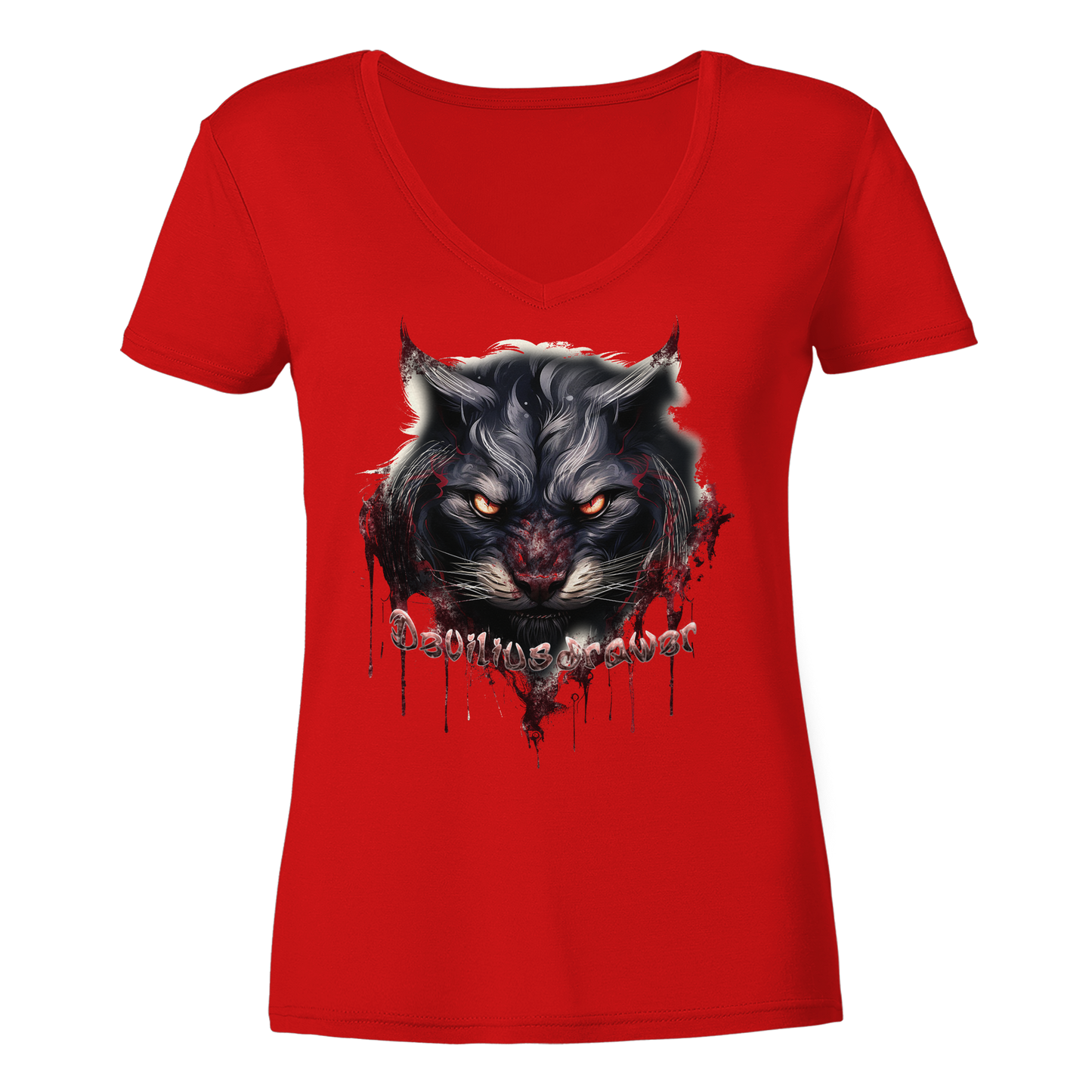 Deviliusdrawer Badass Cat - Ladies V-Neck Shirt