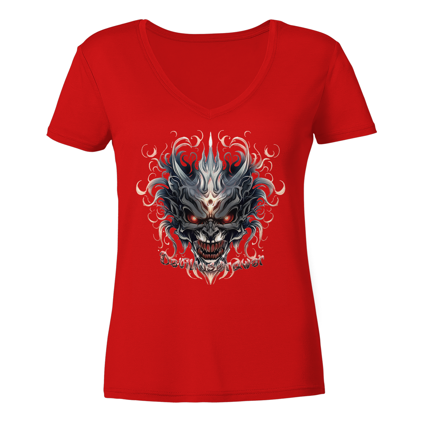 Deviliusdrawer Demon Mask - Ladies V-Neck Shirt