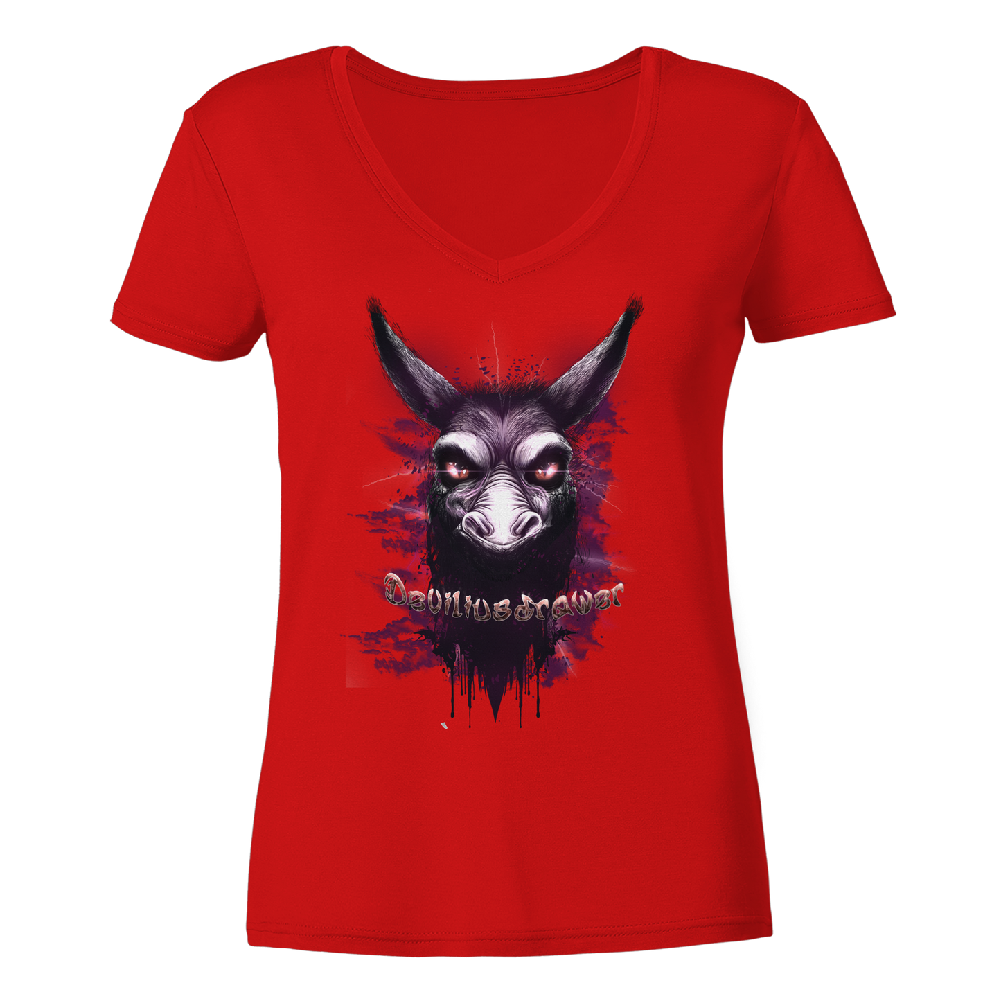 Deviliusdrawer Purple Donkey - Ladies V-Neck Shirt