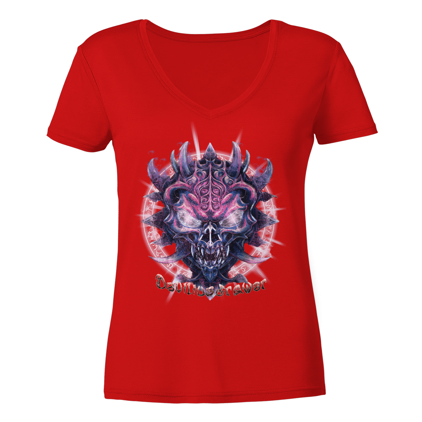Deviliusdrawer Fire Demon - Ladies V-Neck Shirt