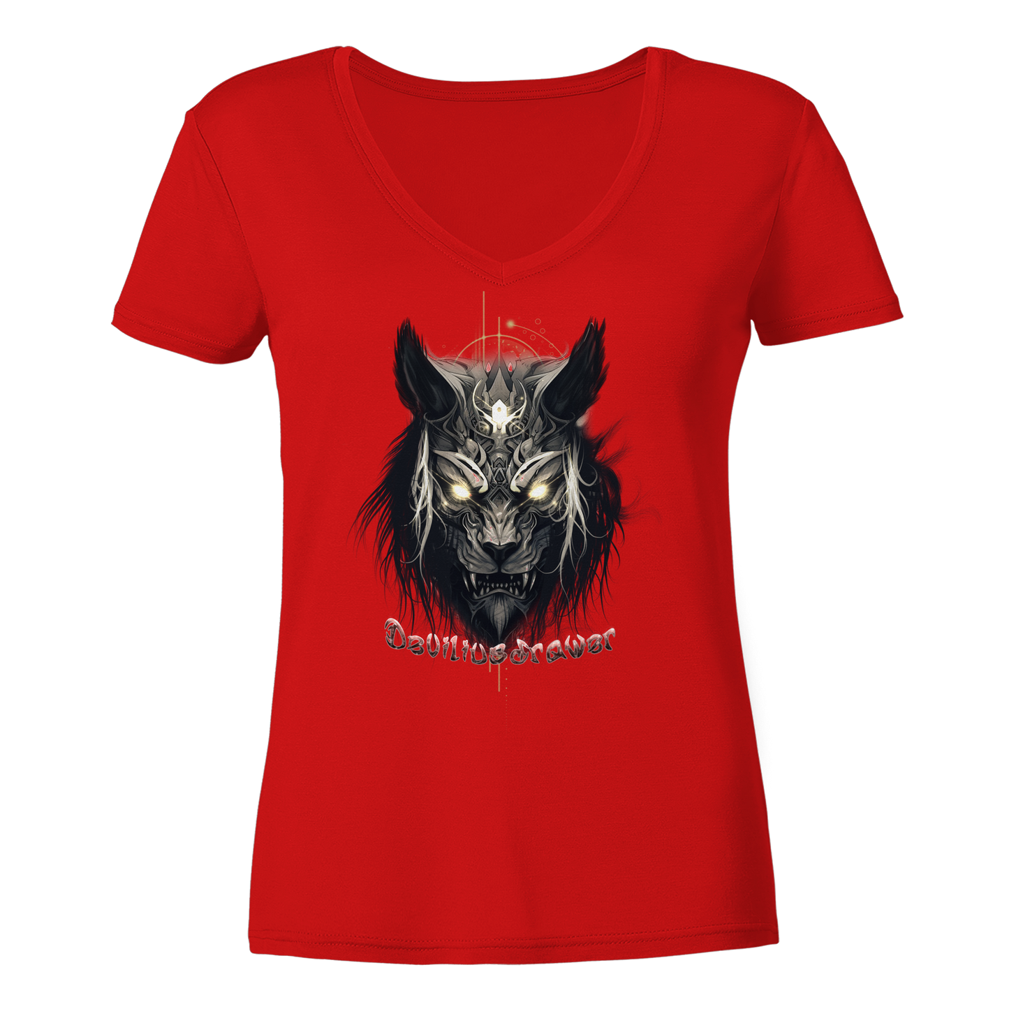 Deviliusdrawer Wolftiger - Ladies V-Neck Shirt