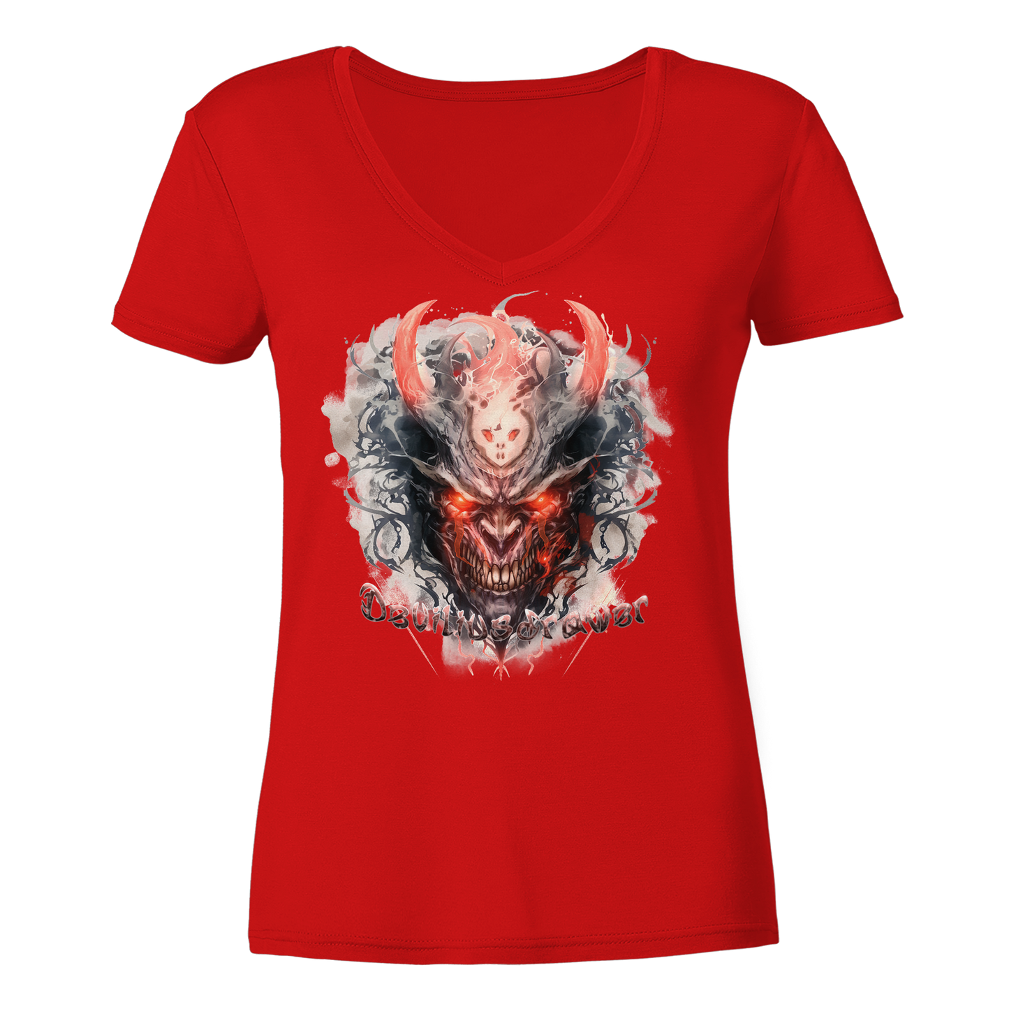 Deviliusdrawer Red Horn Devil - Ladies V-Neck Shirt