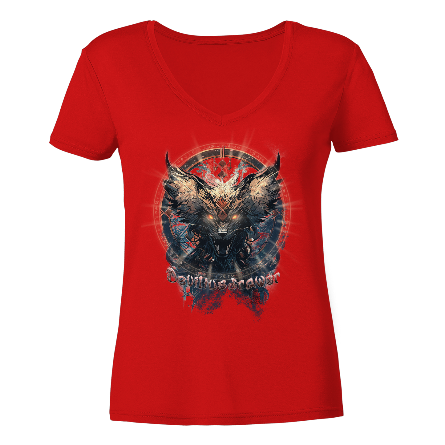 Deviliusdrawer Dark Magic Wolf - Ladies V-Neck Shirt