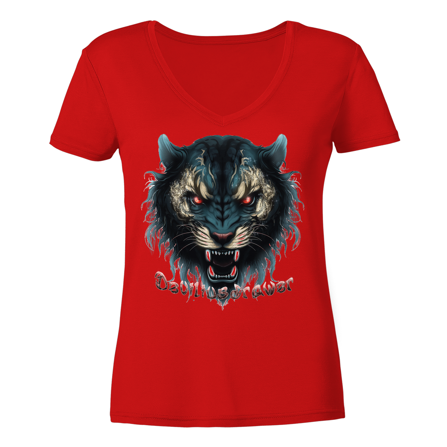Deviliusdrawer Tigercat - Ladies V-Neck Shirt