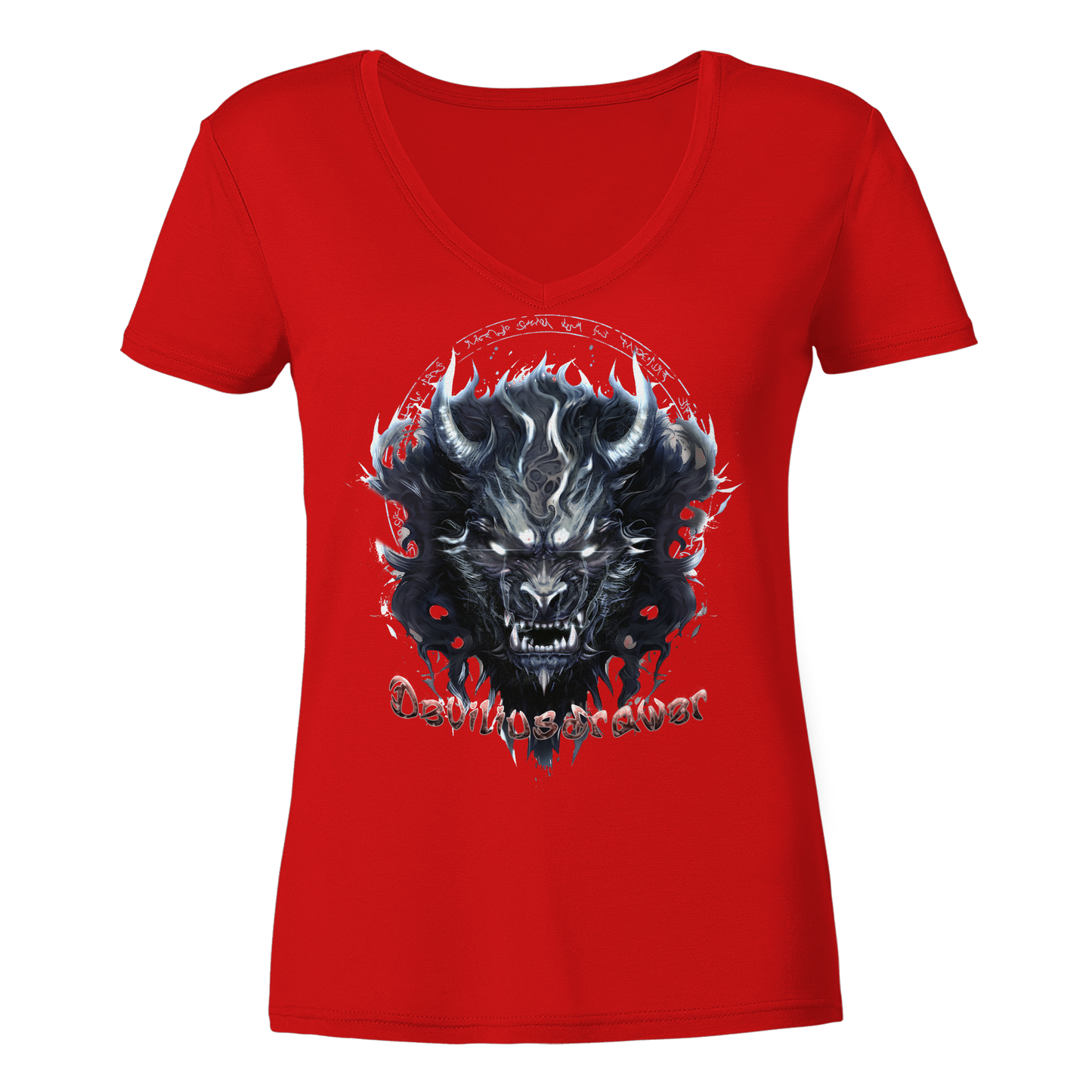 Deviliusdrawer Dark Wolf Mask - Ladies V-Neck Shirt