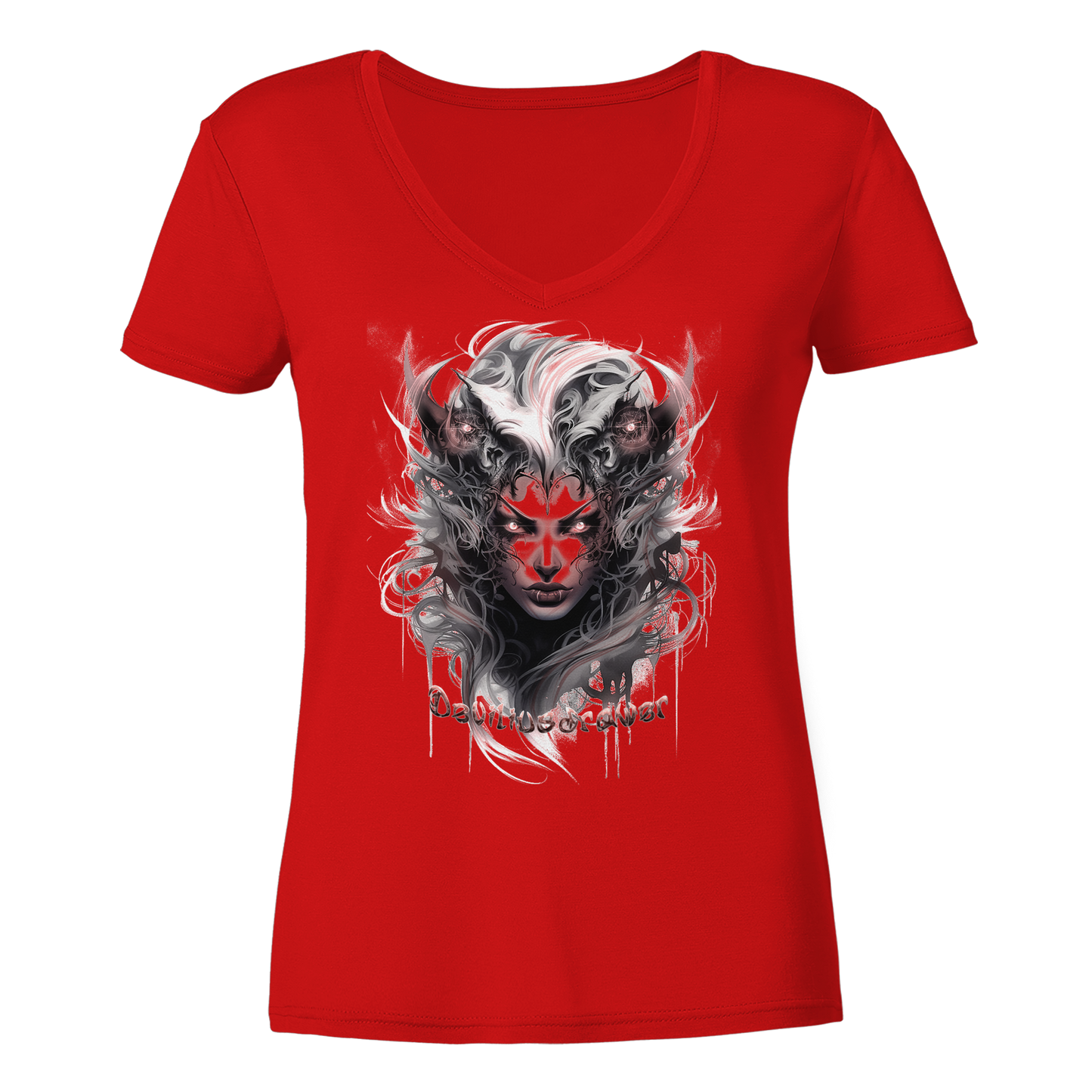 Deviliusdrawer Demonic Elf - Ladies V-Neck Shirt