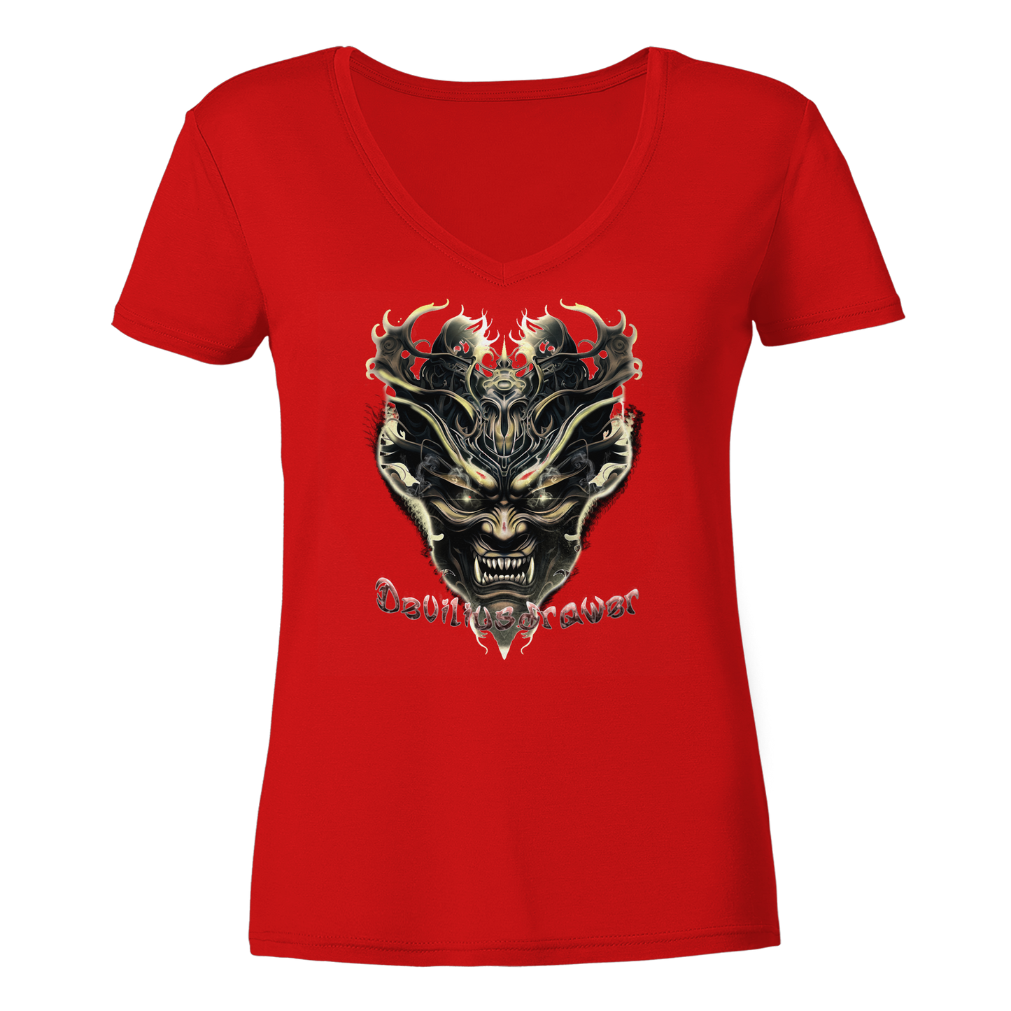 Deviliusdrawer Golden Demon Vampire - Ladies V-Neck Shirt
