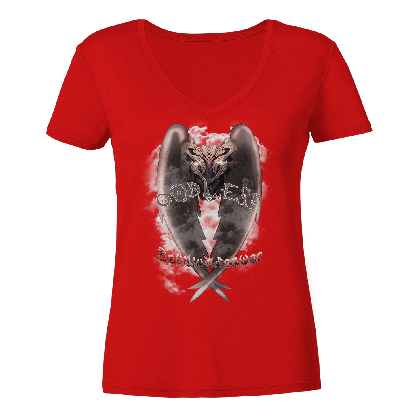 Deviliusdrawer Godless Owl - Ladies V-Neck Shirt