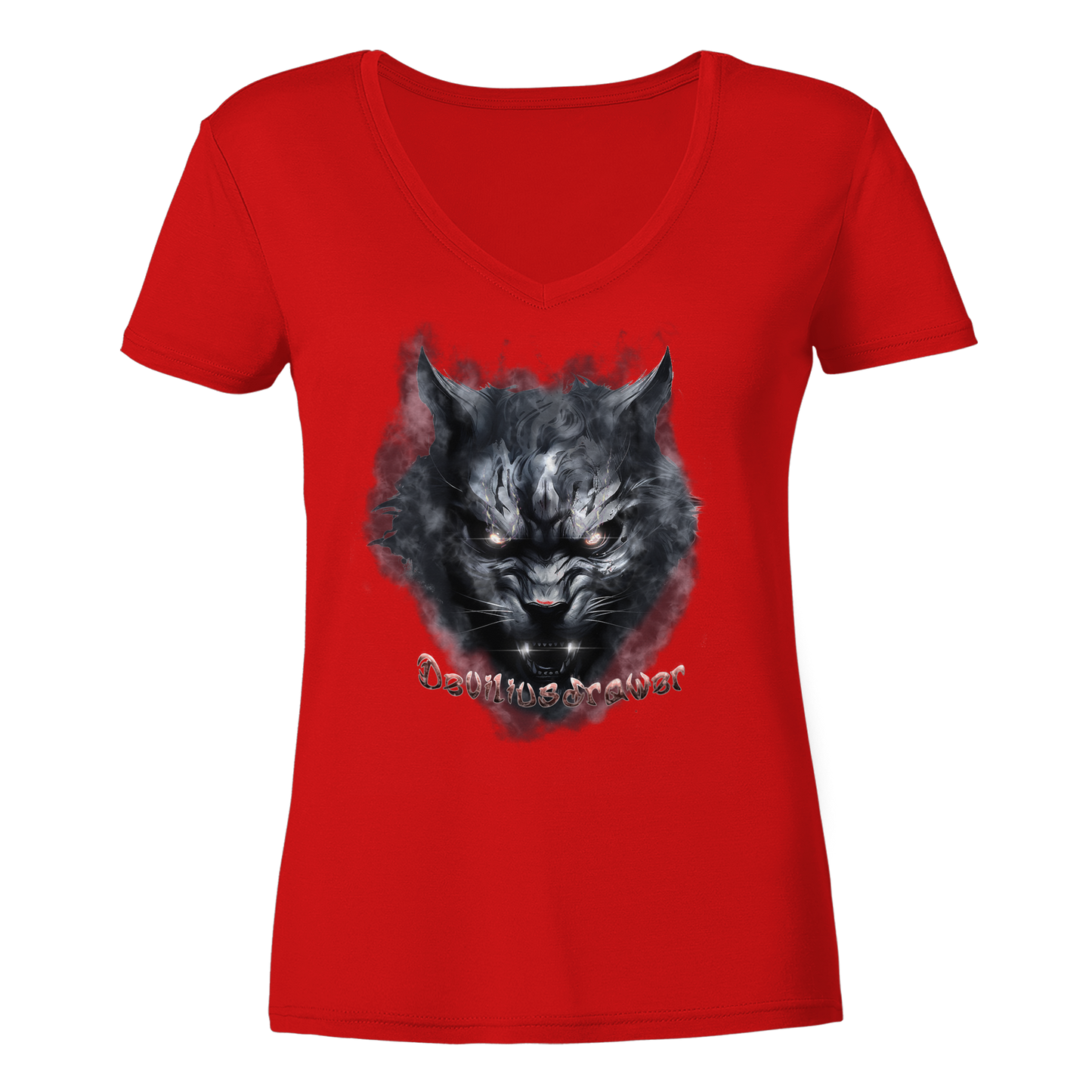 Deviliusdrawer Dark Beast Tiger  - Ladies V-Neck Shirt