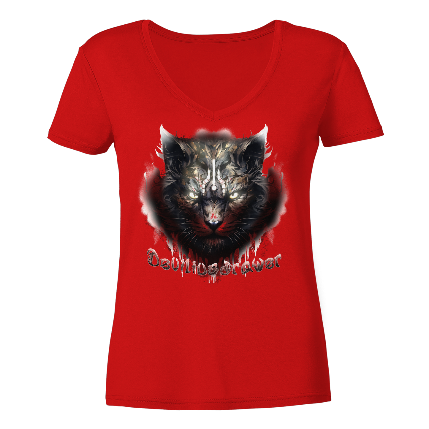Deviliusdrawer Angry Badass - Ladies V-Neck Shirt