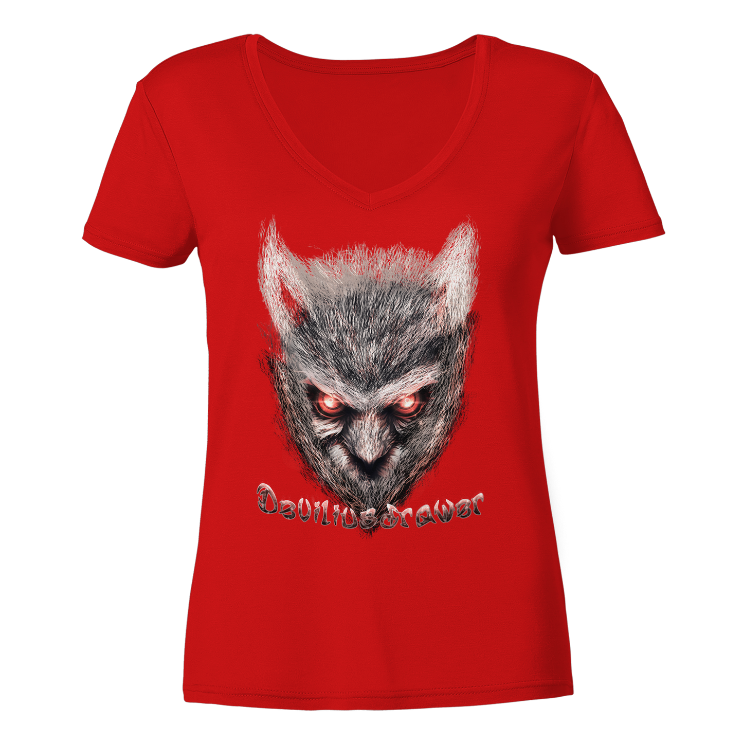 Deviliusdrawer Red Eyed Owl - Ladies V-Neck Shirt