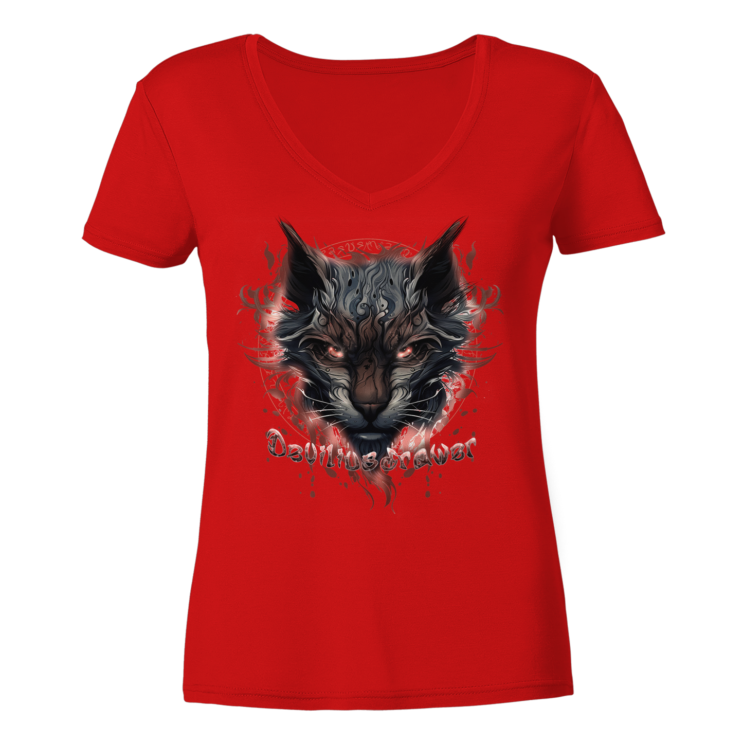 Deviliusdrawer Devil Cat - Ladies V-Neck Shirt