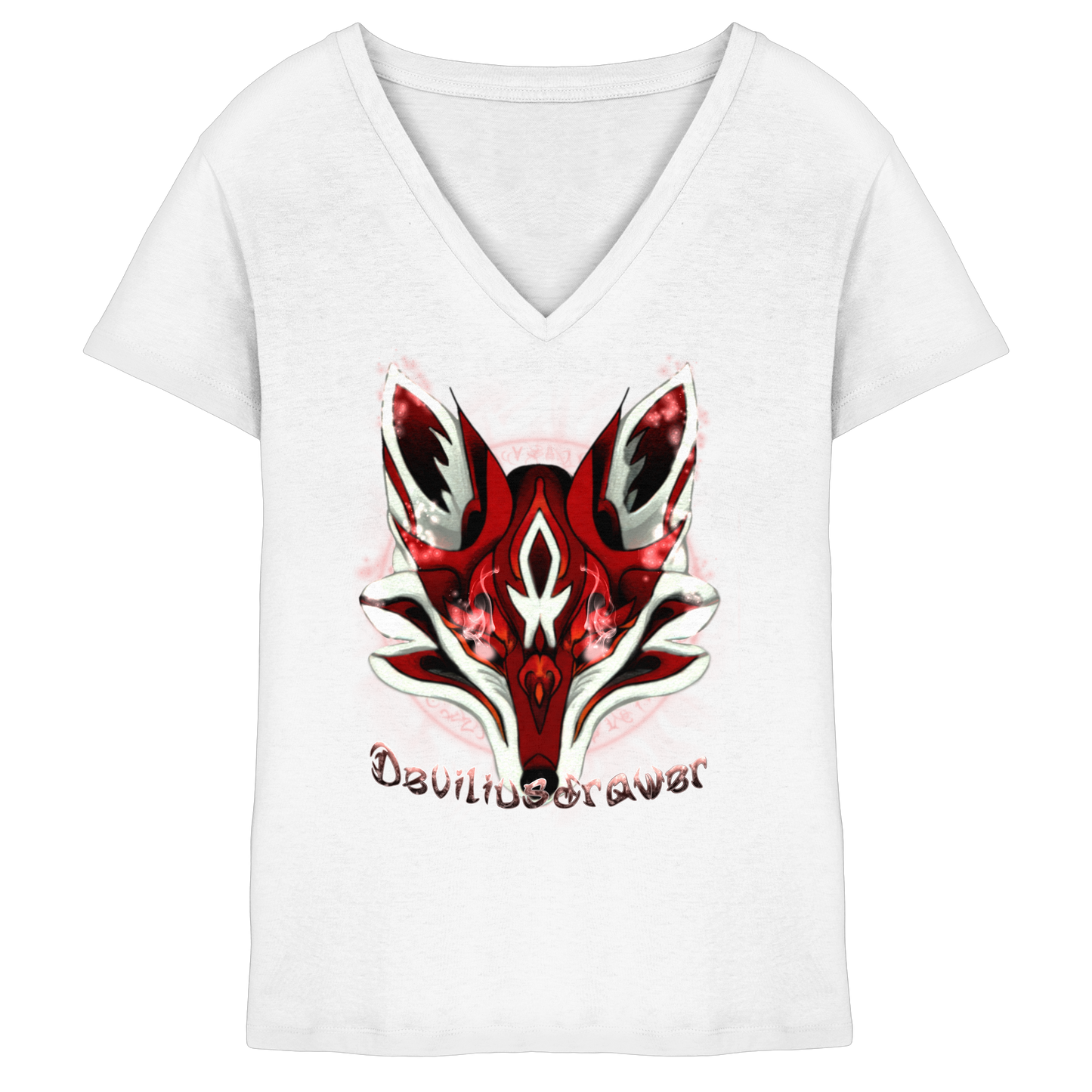 Deviliusdrawer Red Eyed Fox - Ladies V-Neck Shirt