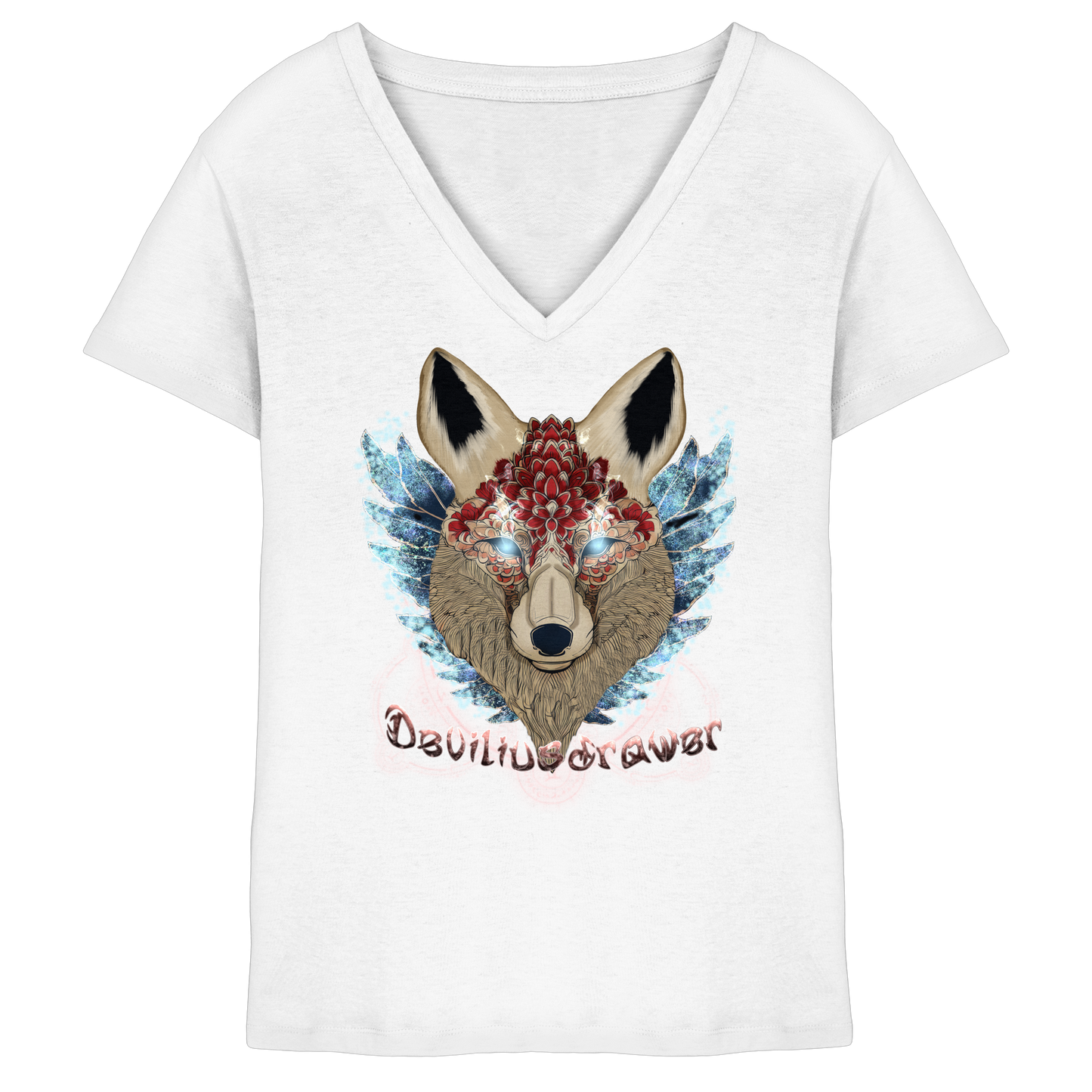 Deviliusdrawer Diamond Kitsune - Ladies V-Neck Shirt
