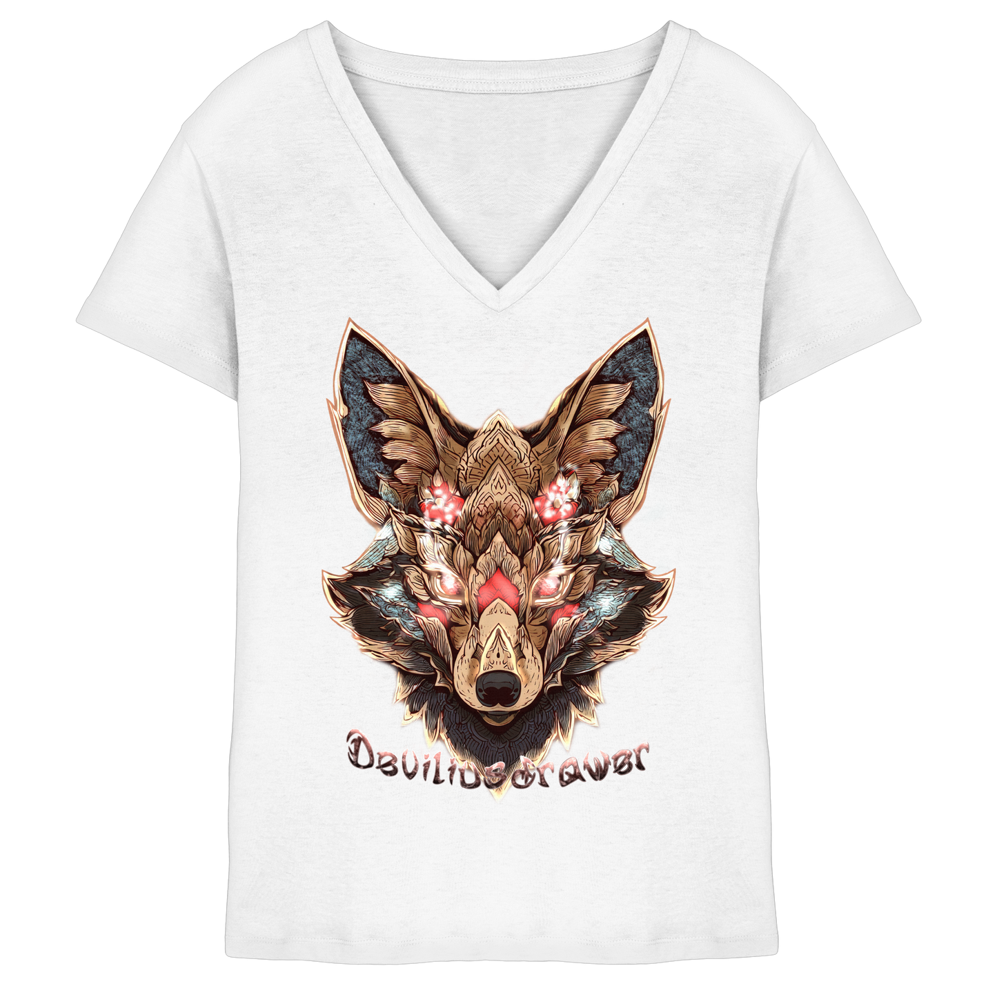 Deviliusdrawer Cristal Kitsune - Ladies V-Neck Shirt
